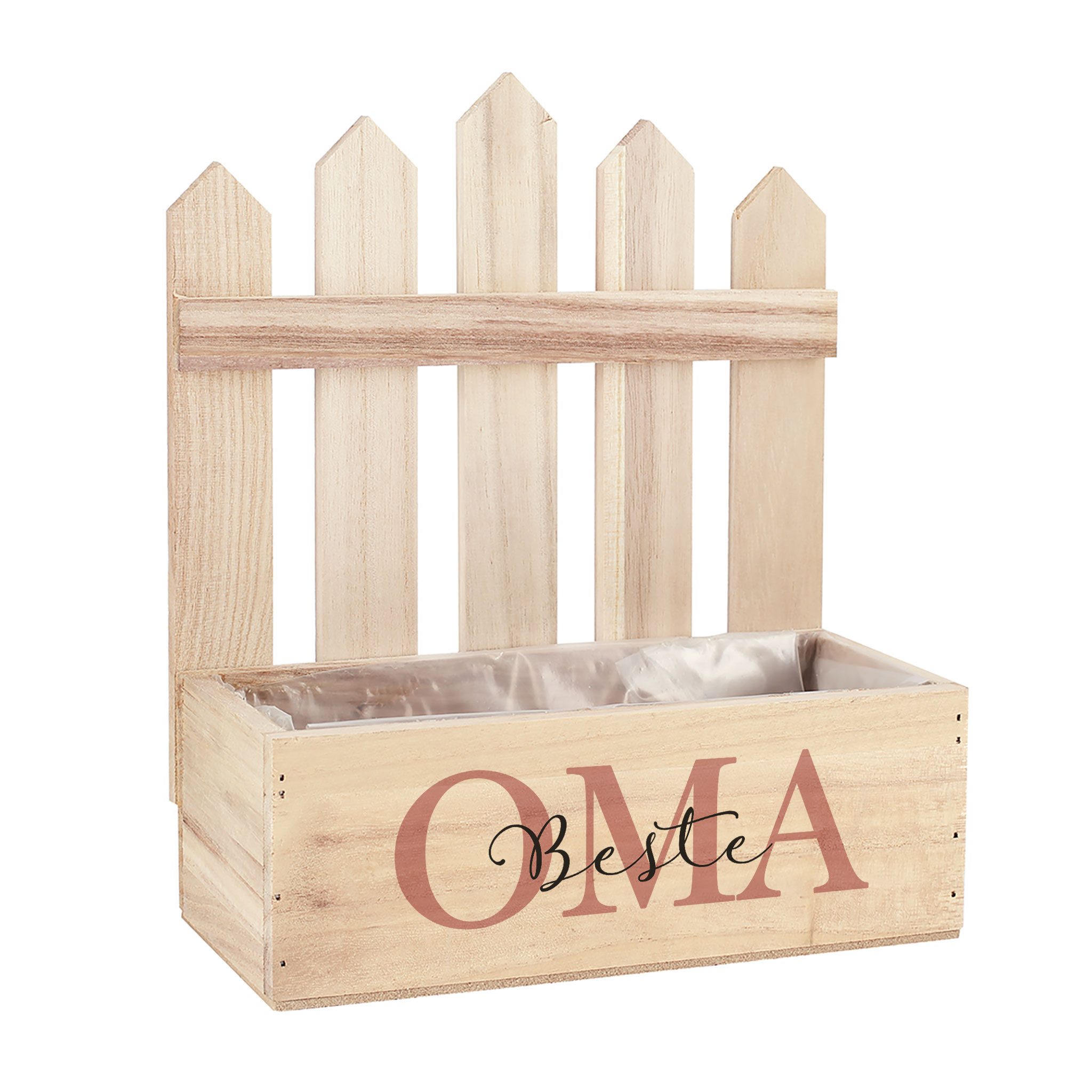 Herz & Heim Geschenkbox Pflanzkorb aus Holz mit Zaun und Motiv für die Besten