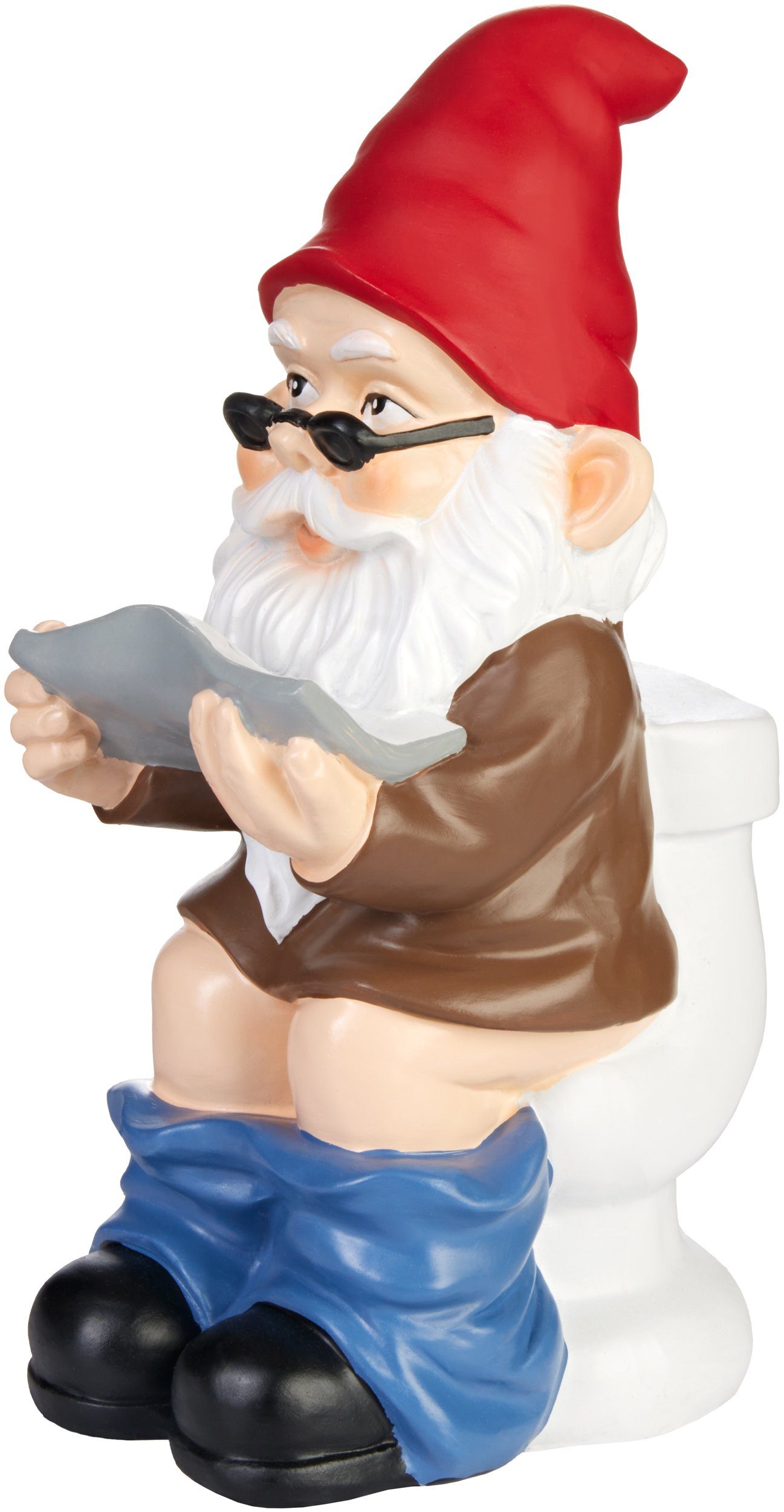 BRUBAKER Gartenzwerg Zwerg auf Klo Toilette mit Brille und Zeitung - Garten günstig online kaufen