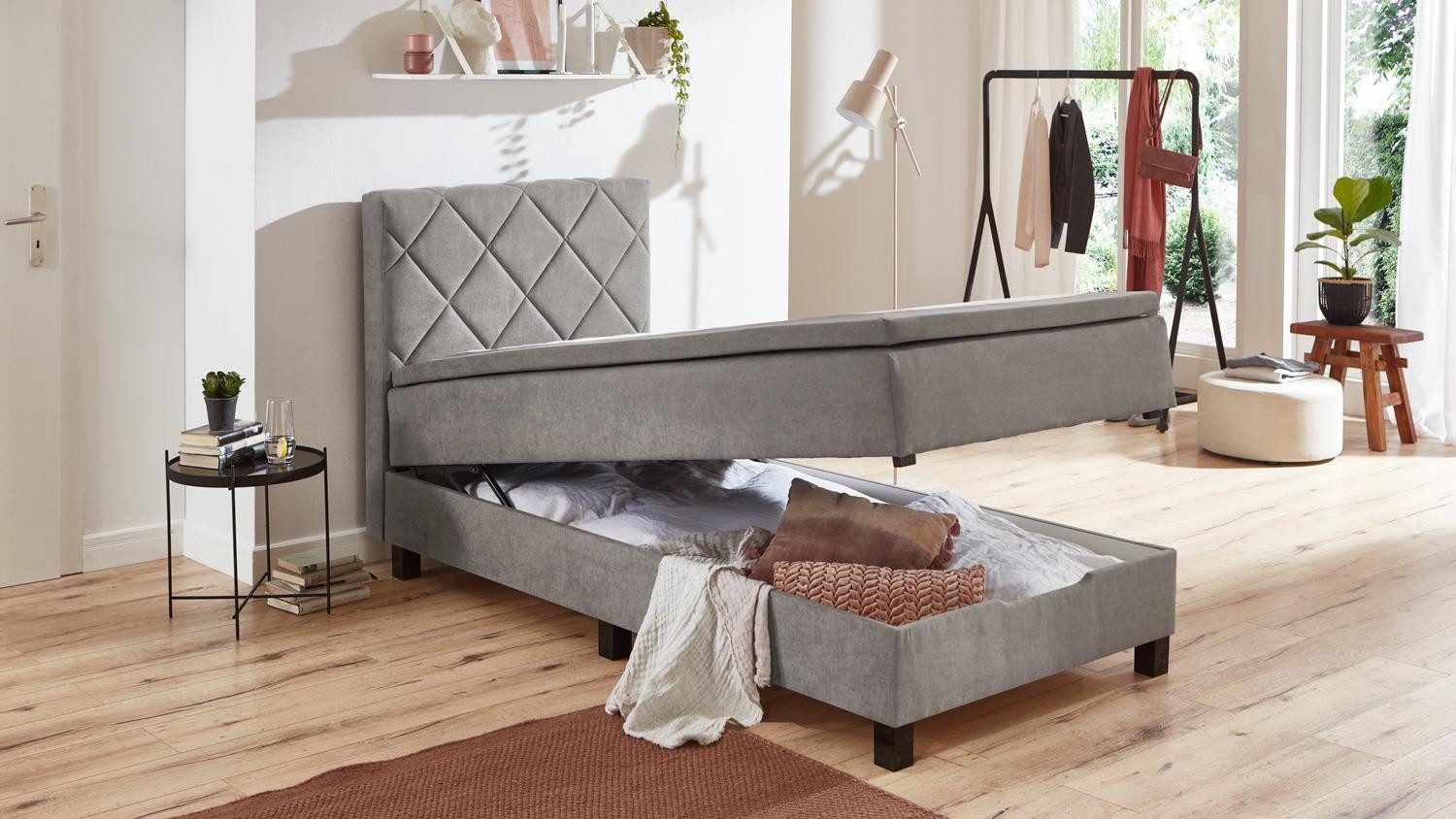 Sun Garden Stauraumbett Stauraumbett JEFF Boxbett silbergrau Bettkasten Top günstig online kaufen