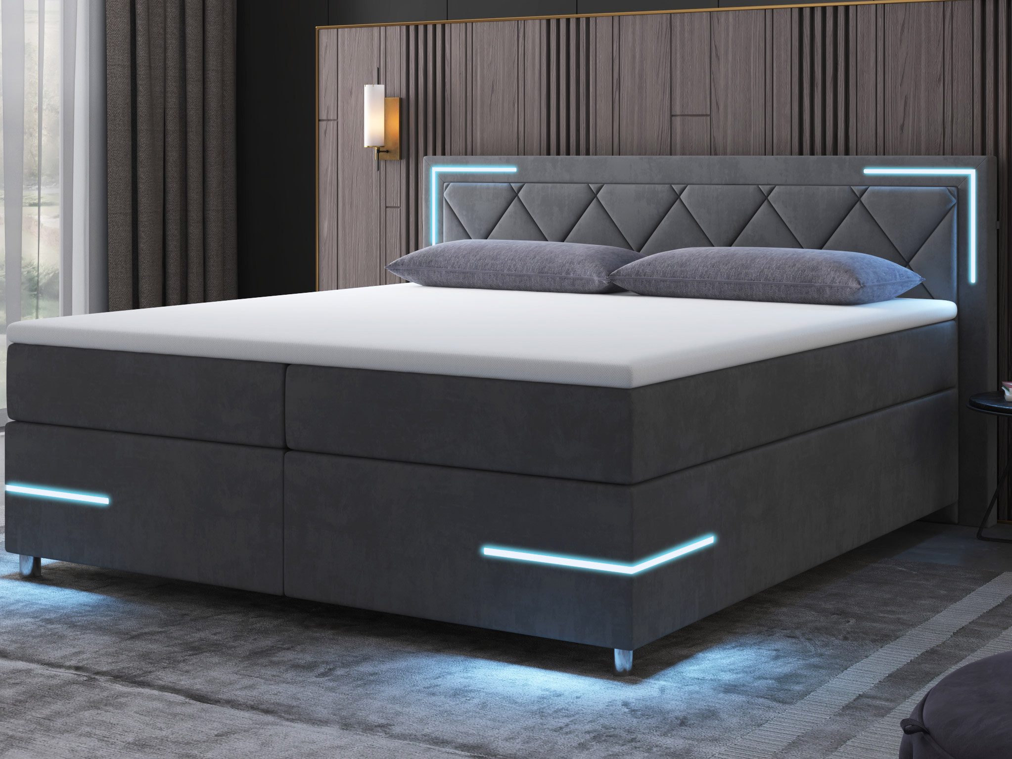 wonello Boxspringbett Arizona, mit LED Beleuchtung günstig online kaufen