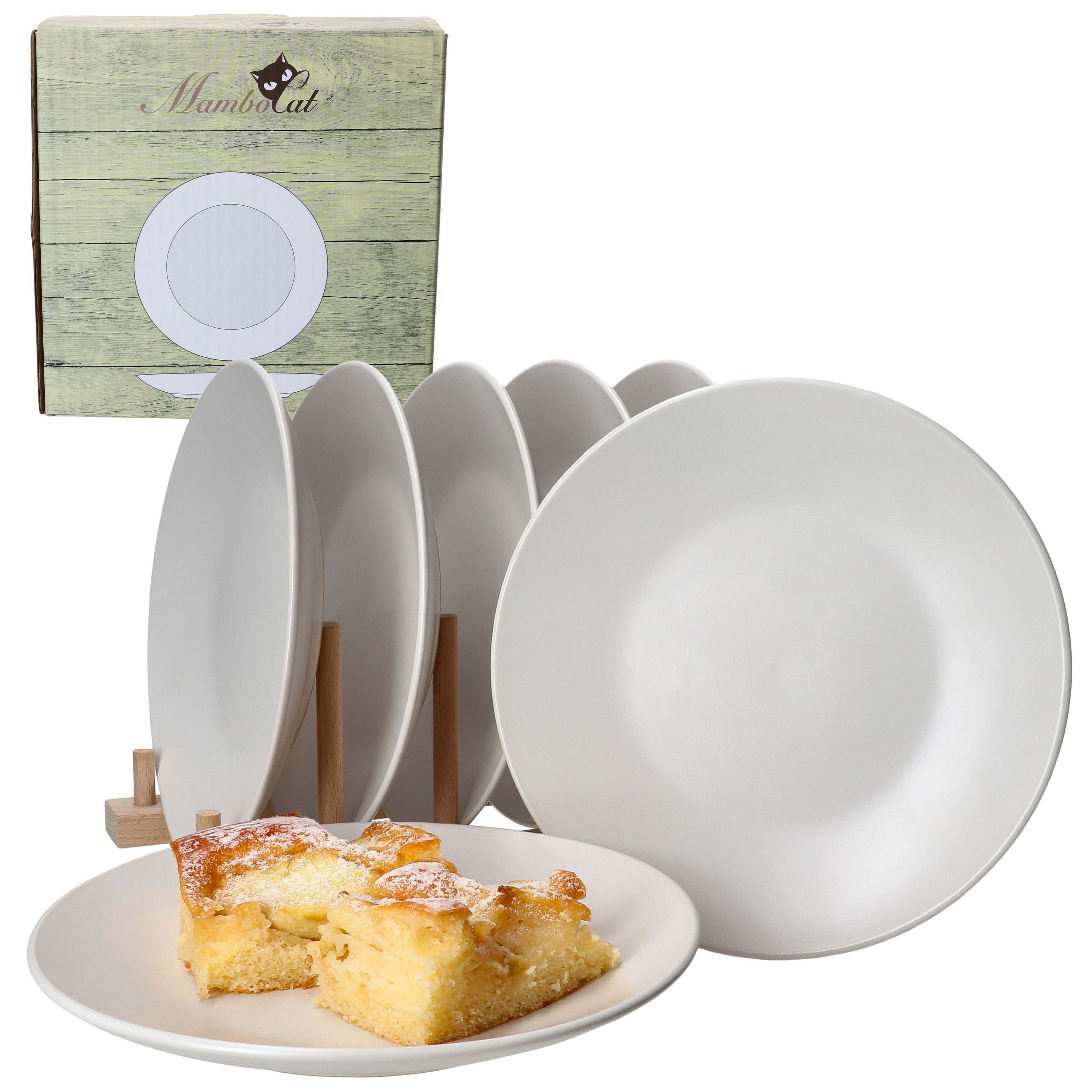 MamboCat Frühstücksteller 6er Set Dessertteller 21cm White Biata Steingut