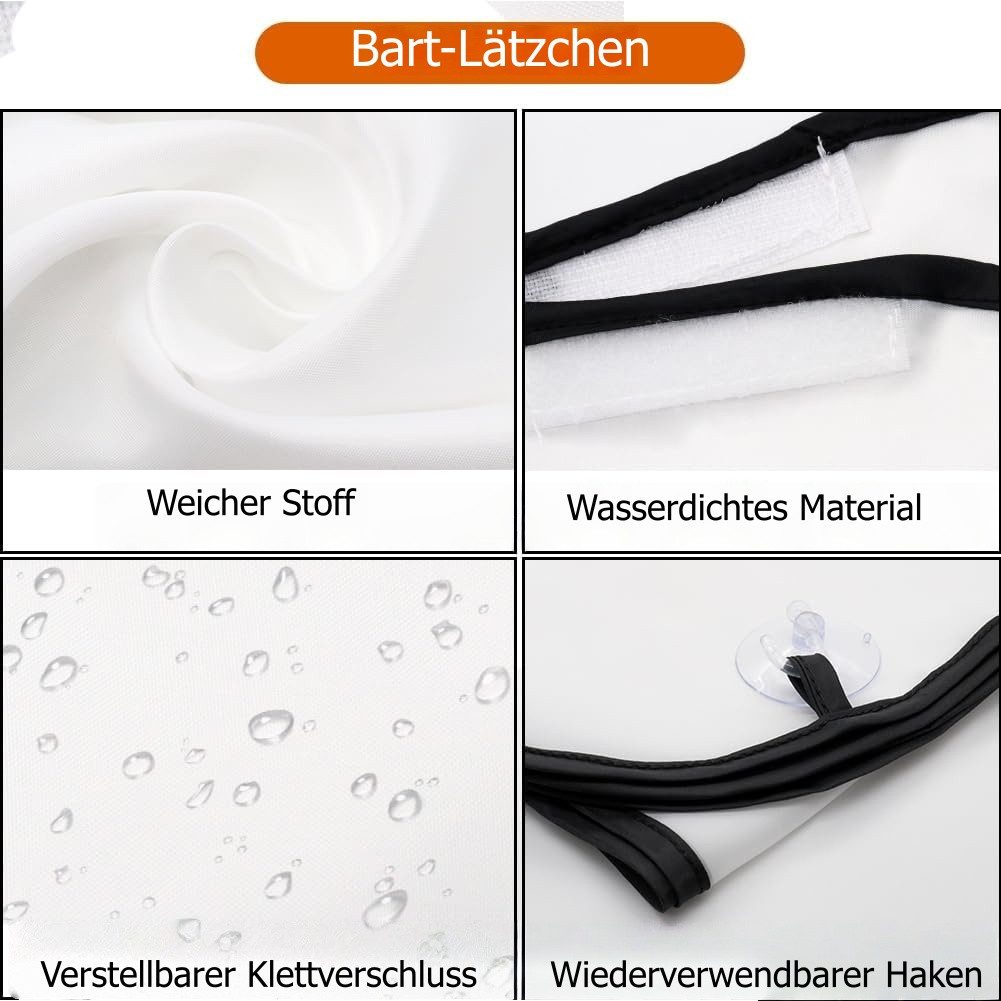 FOUORTUNATE-BEE Umhängeschürze Bartschürze mit Saugnäpfen Wasserdichter Rasierumhang für Herren, Rasierumhang für Männer – Bartfang-Schürze mit Klettverschluss – Bild 4 von 5