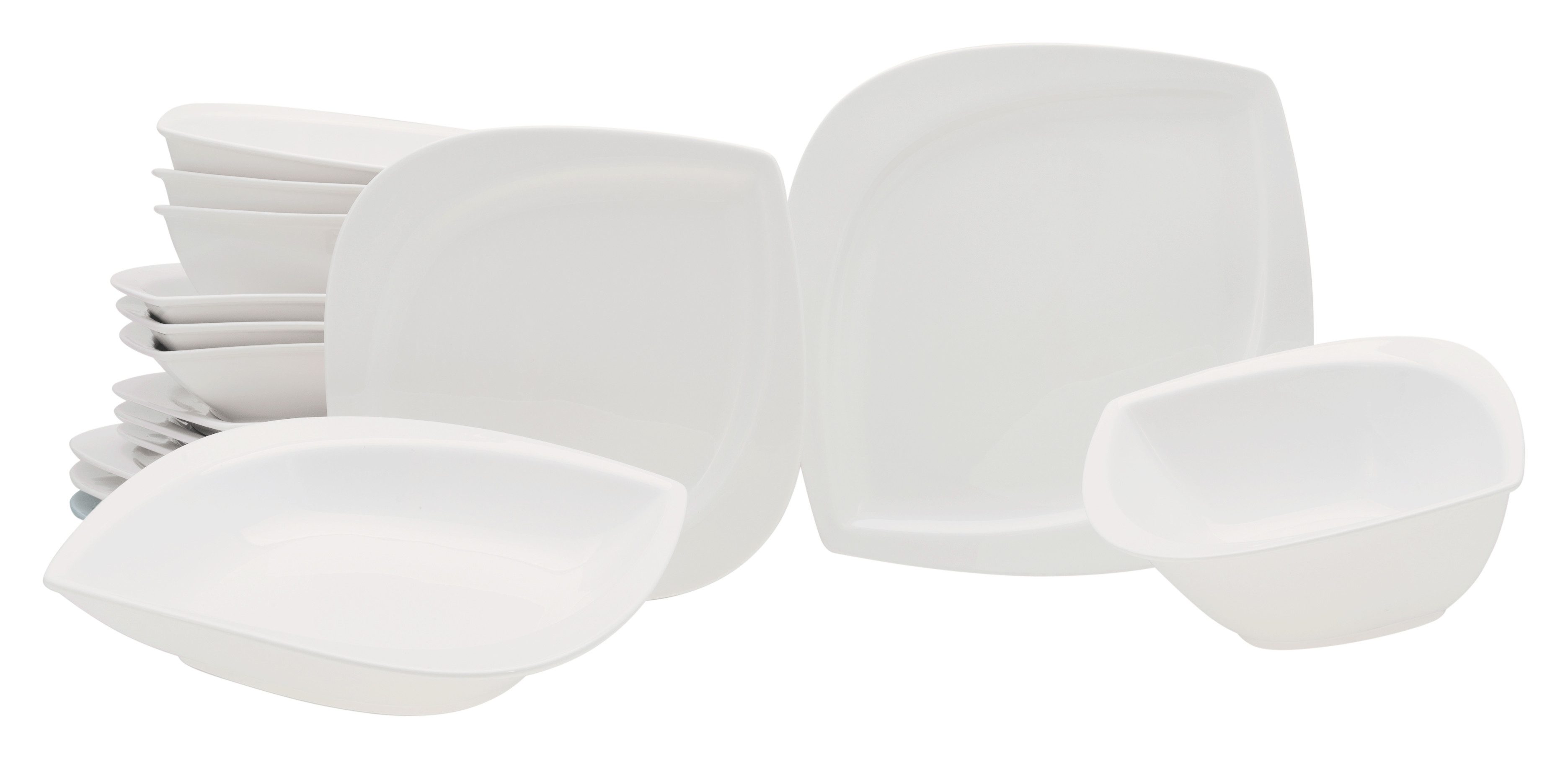 creaTable Kombiservice Melbourne (16-tlg), 4 Personen, Porzellan, extravagante Form
