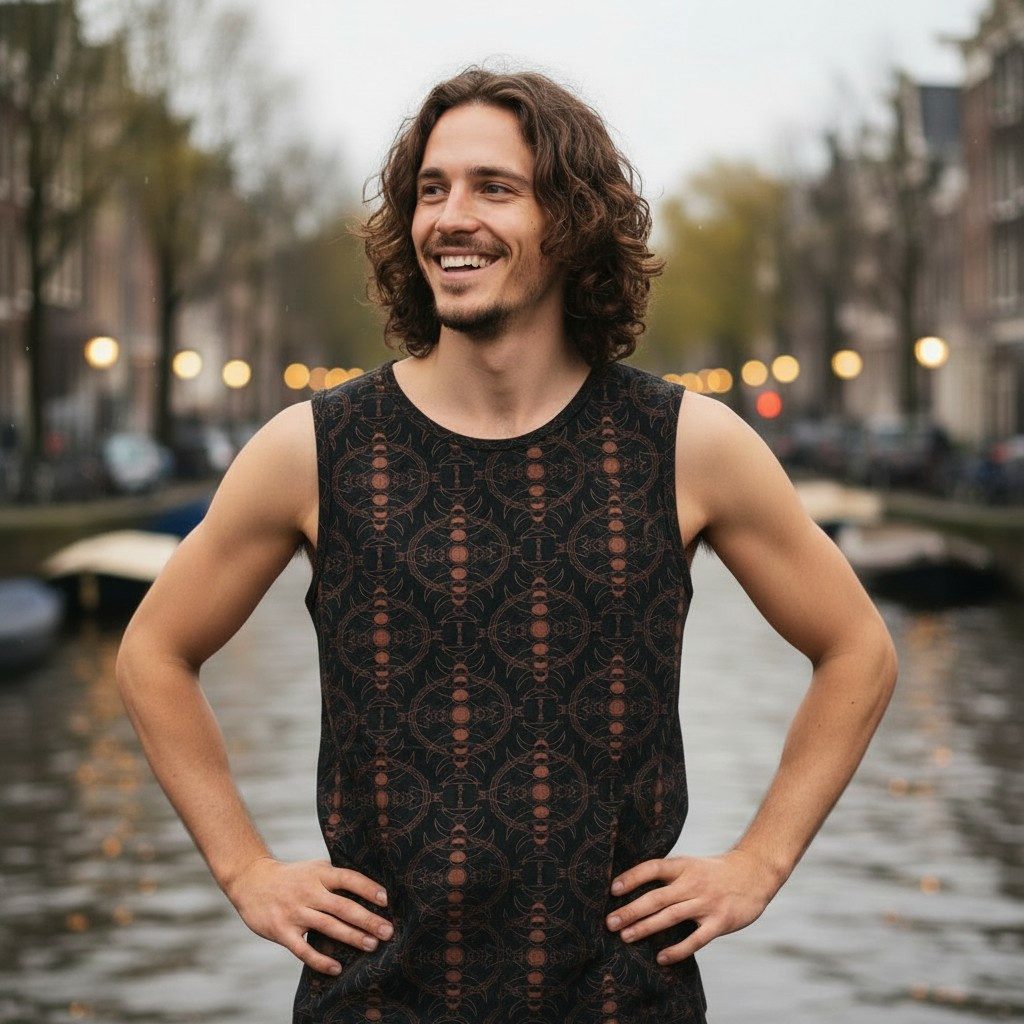 Guru-Shop Tanktop Tank Top mit psychedelischem Druck, Goa Shirt -.. Ethno Style, Goa Style, Festival, alternative Bekleidung