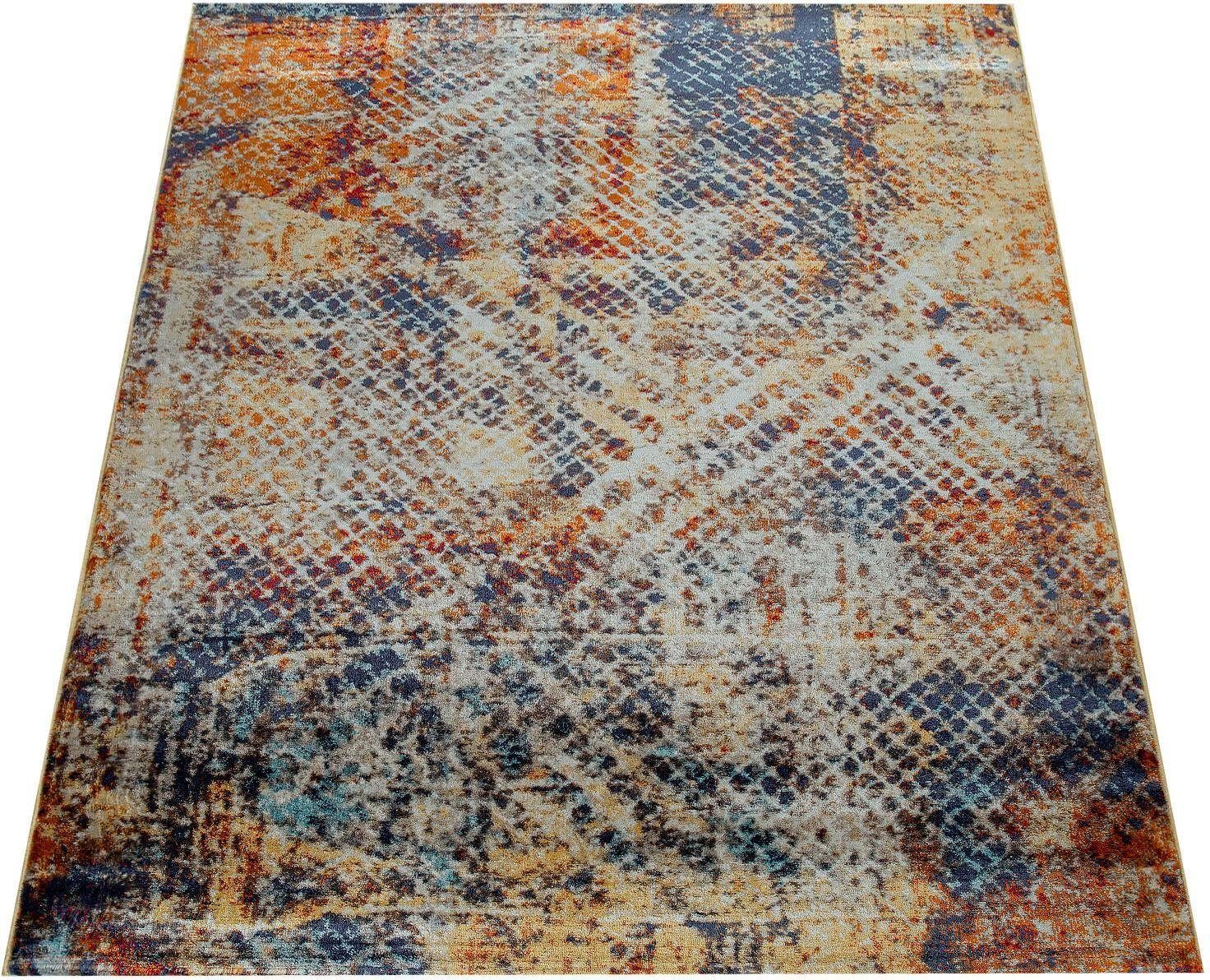 Paco Home Teppich Jazz 704, rechteckig, Höhe: 14 mm, Kurzflor, modernes buntes Design und Used-Look