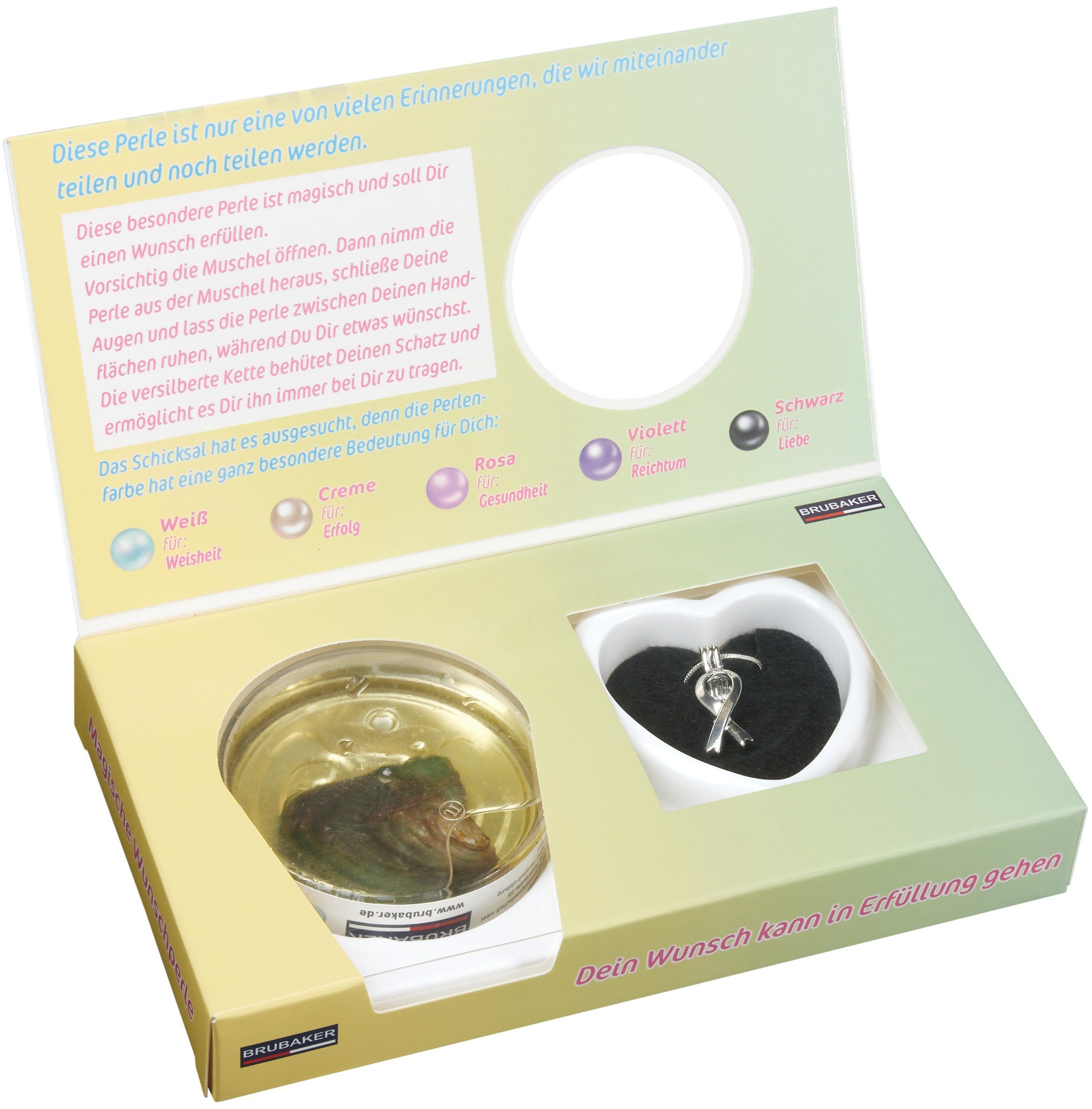 BRUBAKER Perlenketten-Set Wunschperle für die beste Freundin der Welt (Schmuck Geschenkset als Zeichen der Freundschaft, Set), Halskette mit Silber Anhänger + Muschel mit echter Perle