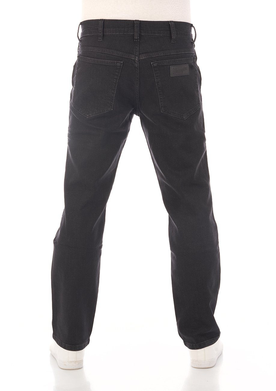 Wrangler Straight-Jeans Fit Hose mit Texas (WSS1HT240) Jeanshose Stretch Regular Stretch Cash Black Herren Denim