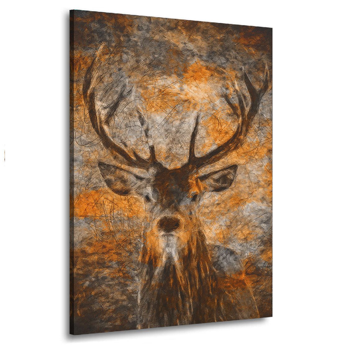 Artedinoi Leinwandbild Abstrakt Hirsch Brown Edition, Tiere Leinwandbild Wandbild Kunstdruck, Hirsch in Braun, abstrakt