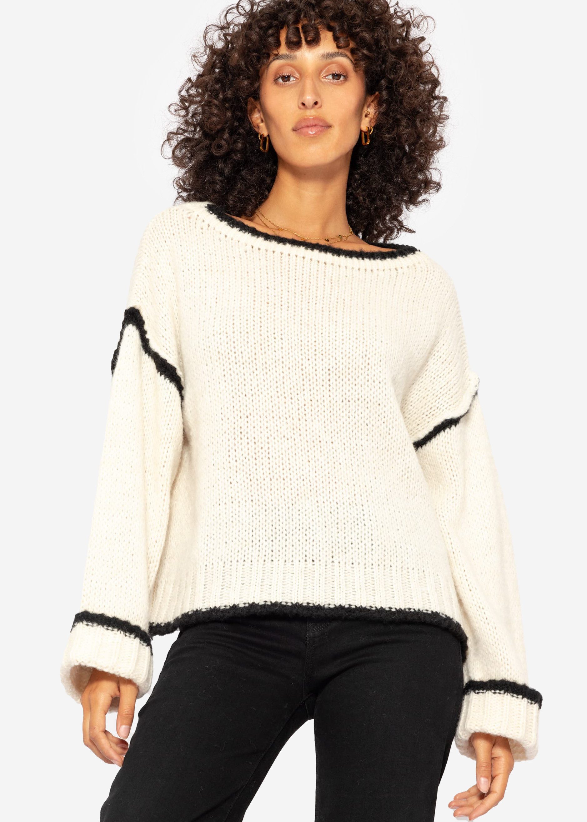 SASSYCLASSY Strickpullover Pullover mit kontrastfarbenen Details günstig online kaufen