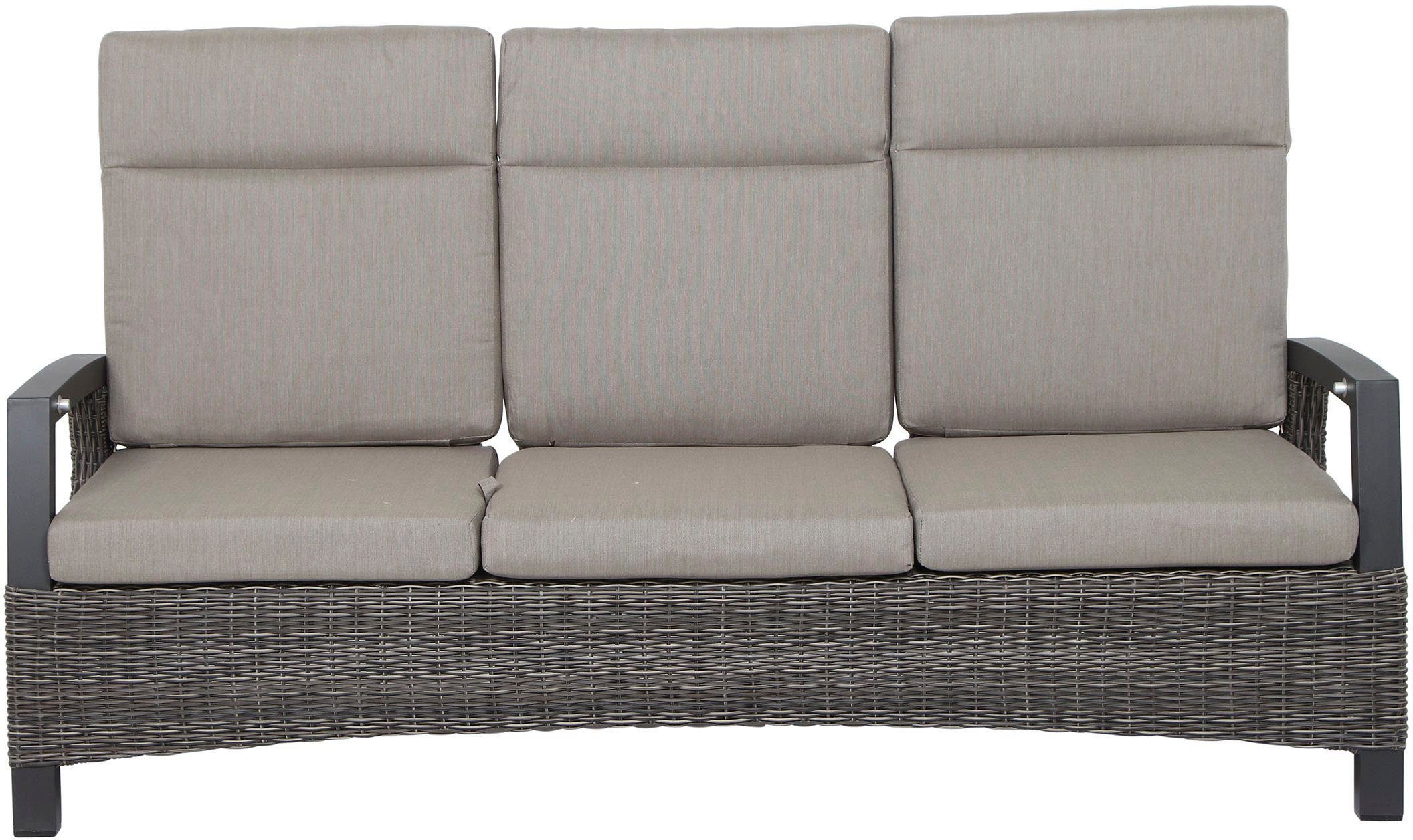 Siena Garden Gartenlounge-Set Corido, (Set, 9-tlg), bestehend aus 2 Sesseln, 1 Sofa, 1 Tisch und 5 Auflagen