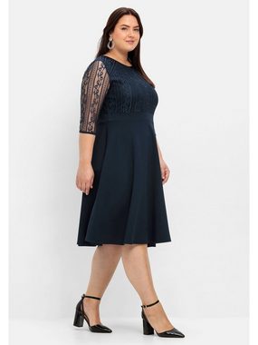 Sheego Abendkleid Große Größen mit floraler Spitze und Chiffon-Ärmeln