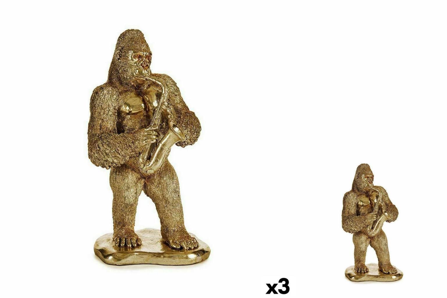 Gift Decor Dekoobjekt Deko-Figur Gorilla Saxofon Gold 18,5 x 38,8 x 22 cm 3 Stück