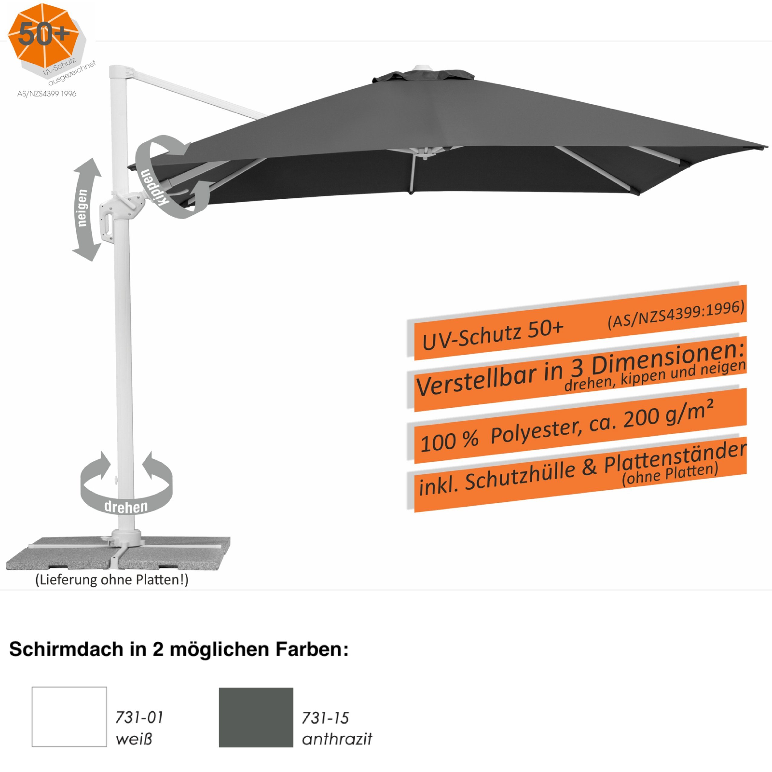 Schneider Schirme Sonnenschirm Schneider Schirme Rhodos Twist Bianco