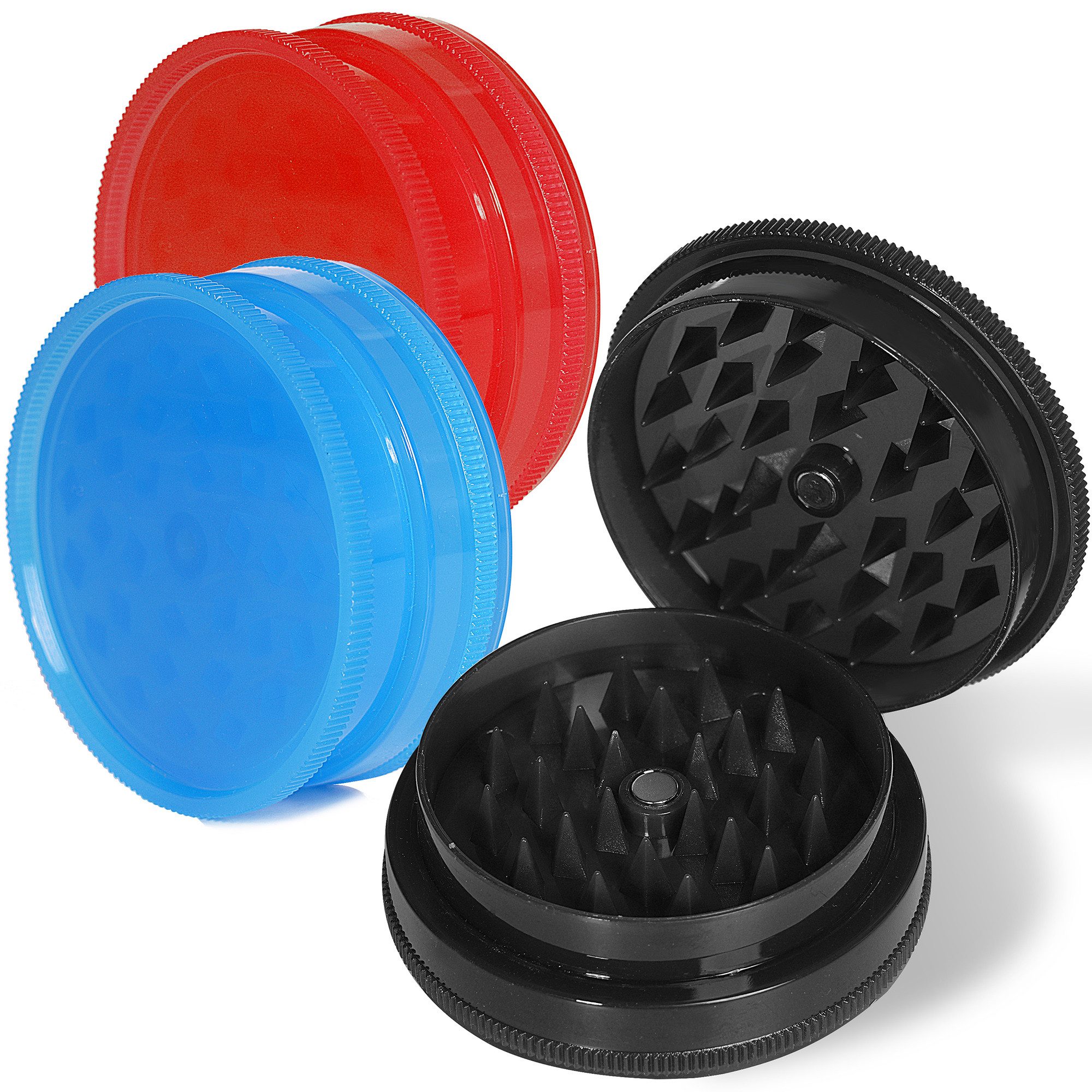 Grow Expert Grinder 3er-Set Grinder Mühle – Crusher für Kräuter & Gewürze mit Magnetdeckel Manuell, (3 Stück), 55 mm Durchmesser, Ideal für Kräuter, Gewürze & Tabak