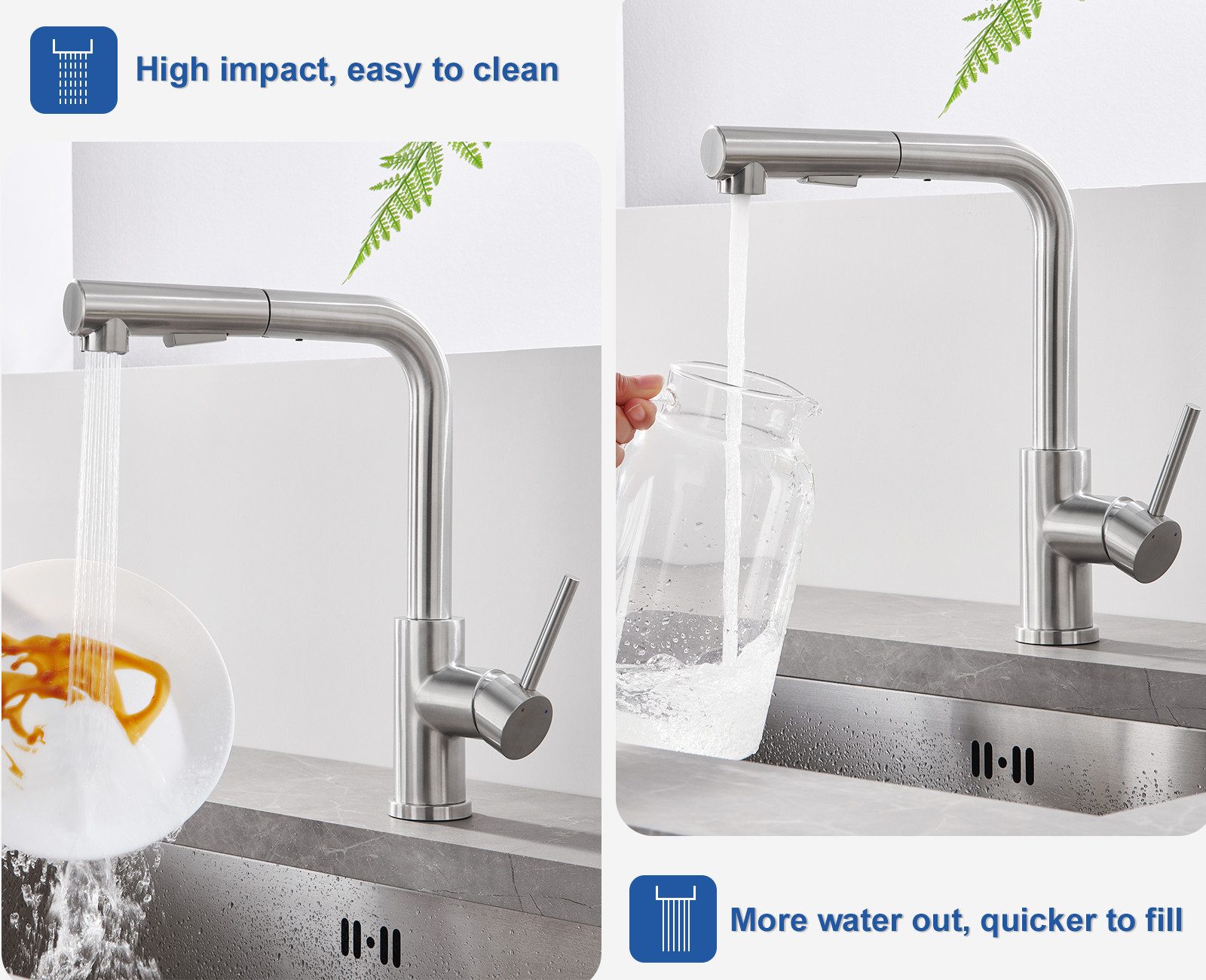 WOOHSE Spültischarmatur 360° Drehbare Wasserhahn Küche günstig online kaufen