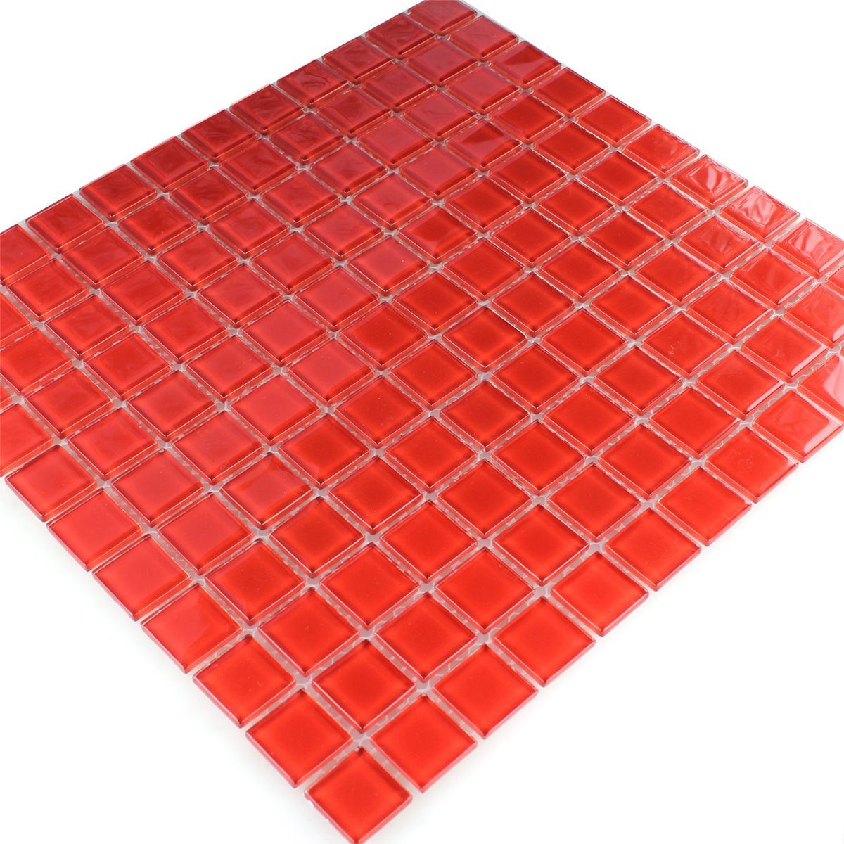 Mosafil Mosaikfliesen Glasmosaik Fliesen Tivoli Rot Uni, Glas 32.700x30.200, rot, Verlegefertig auf ein Netz geklebt - Frostsicher - Wasserfest