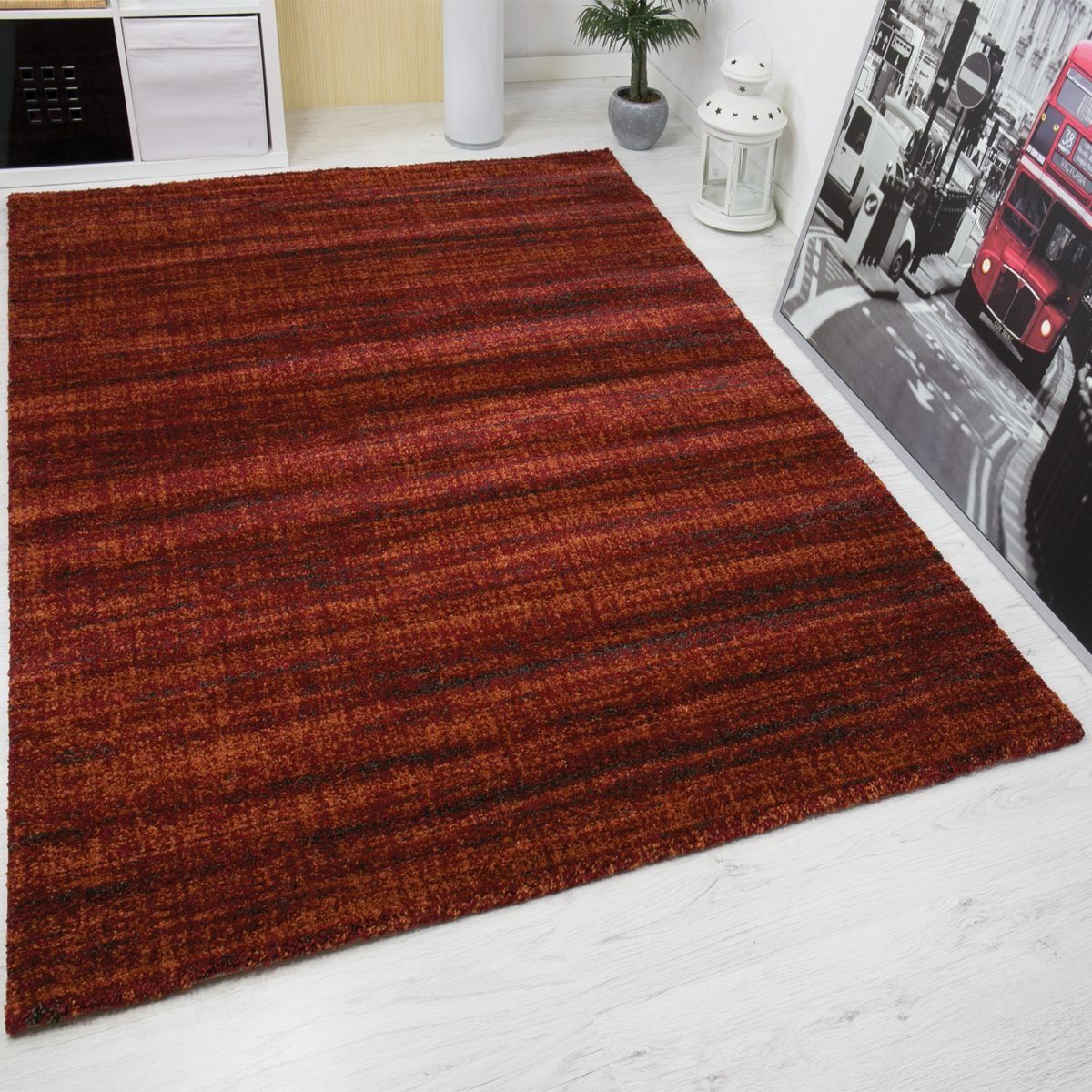 Vimoda Teppich Wohnzimmerteppich Rot dicht und günstig online kaufen