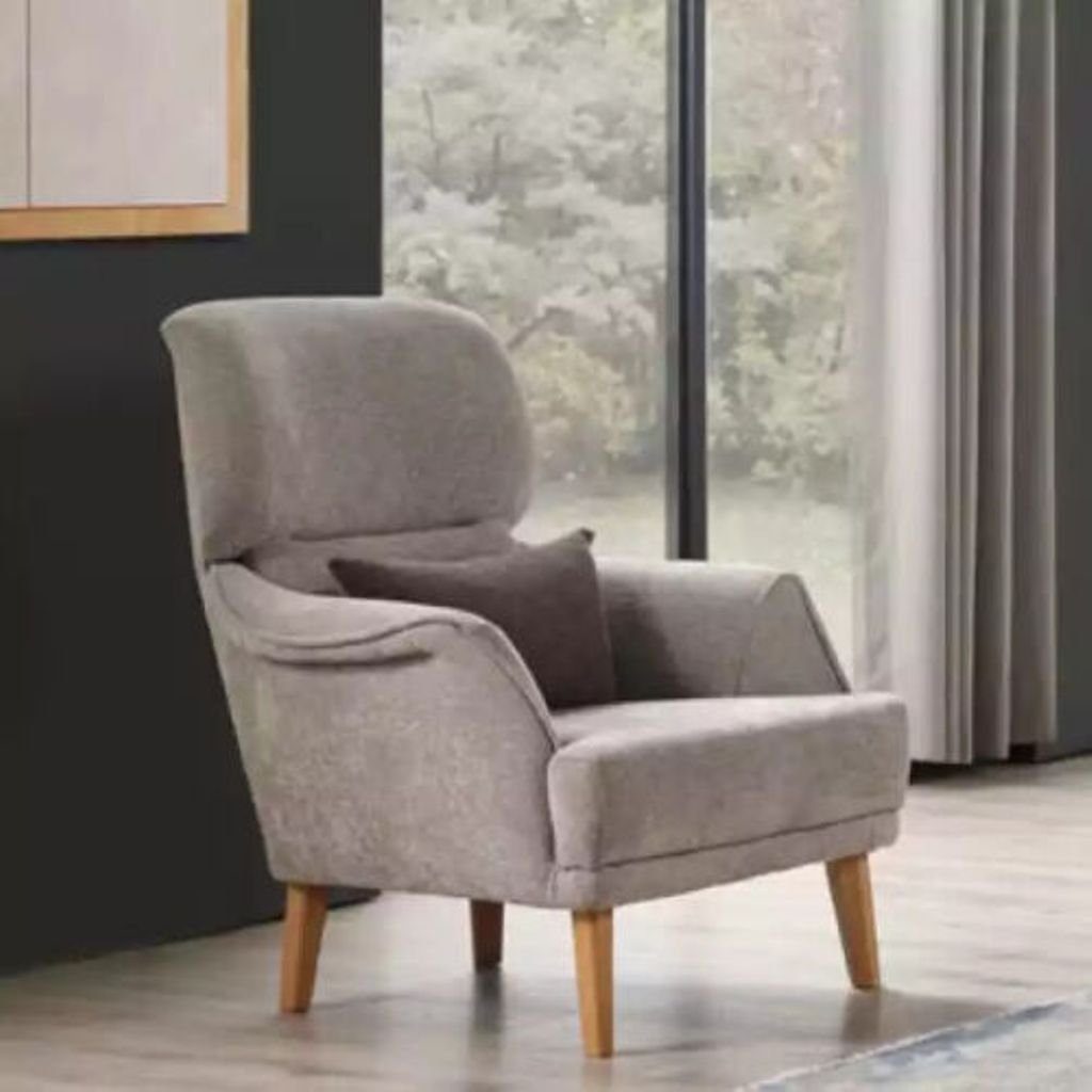 Made Italy Einsitzer Textil Lehnstuhl nur (1-St., Lounge Grau 1x Möbel Polster JVmoebel Sessel Sessel), Sessel in Designer