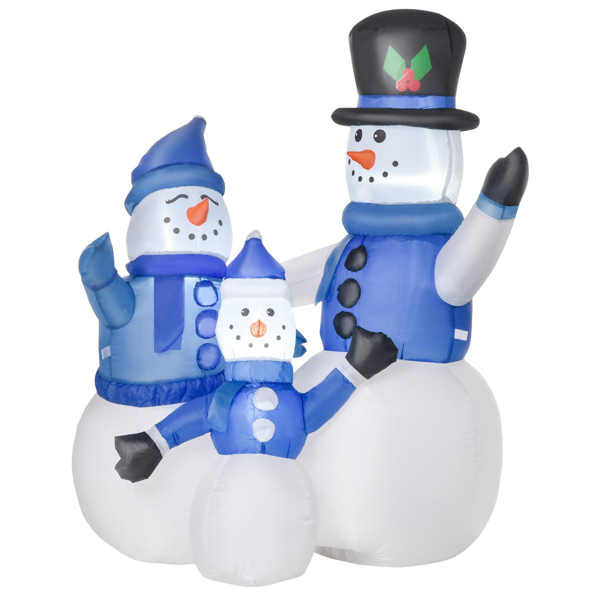 HOMCOM Weihnachtsfigur LED Schneemannfamilie aufblasbar