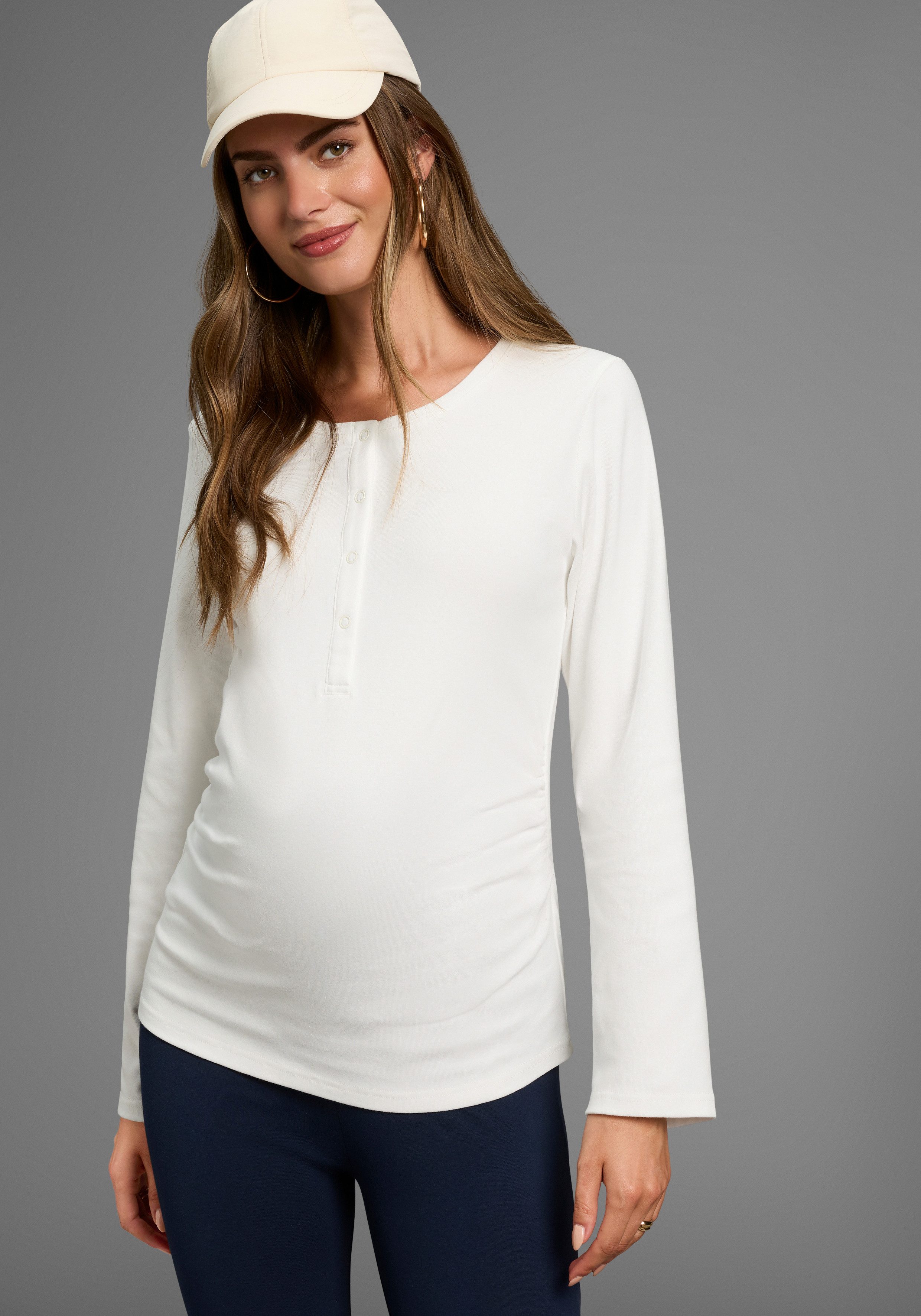 Nine-month maternity shirt, 2-pack nursing shirts with practical neckline (2-piece set), 2-pack maternity shirt for pregnancy and breastfeeding