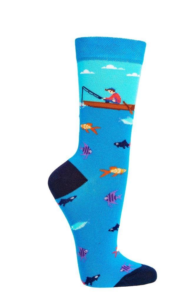 Freizeitsocken Socks 4 Fun Motivsocken Angler 2er Bündel
