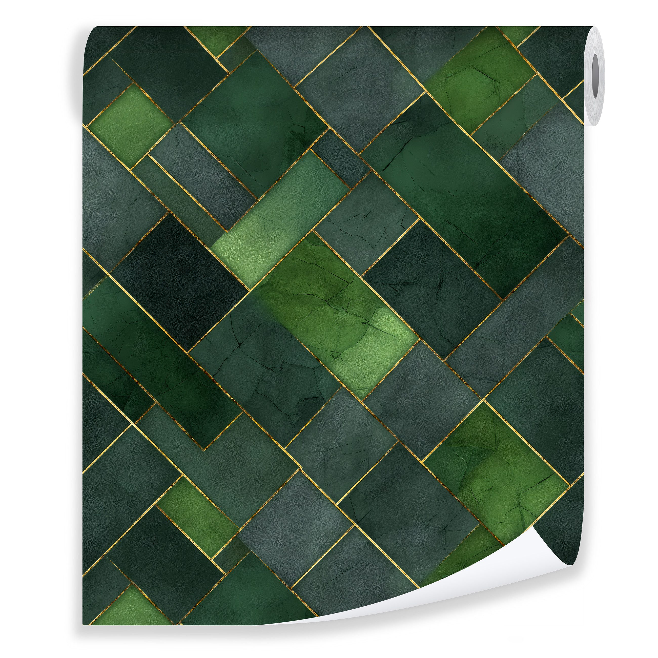 Wallarena Vliestapete Abstrakt Grün Gold Wohnzimmer Schlafzimmer Tapete, Abstrakt, Grün, Gold, (Vliestapete - Rollengröße: 10 m (Länge) x 50 cm (Breite), 1 St., Vliestapete - Rollengröße: 10 m (Länge) x 50 cm (Breite), Tapete inkl. Kleister Vliestapete Motivtapete Wandtapete - 10m x 50 cm