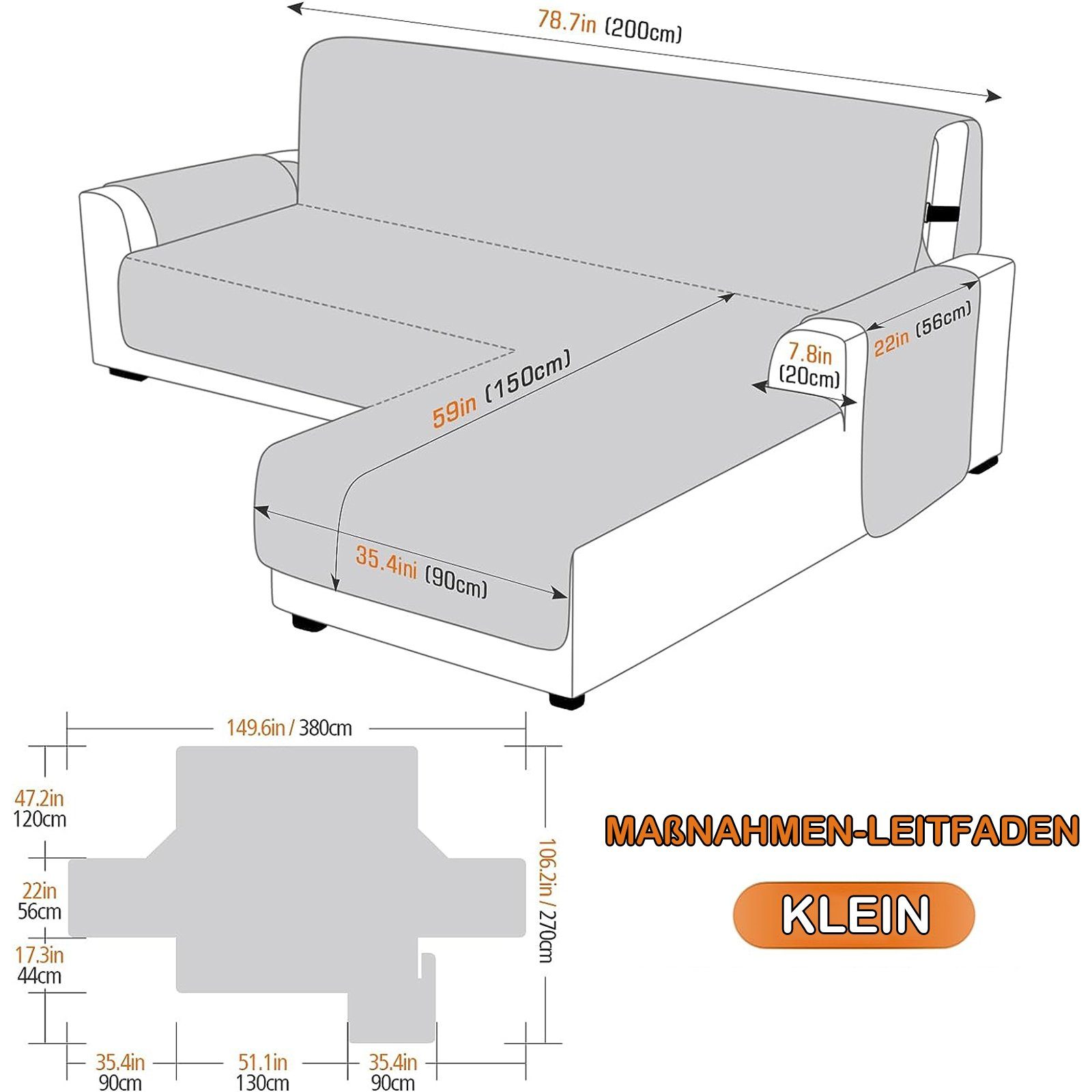 Rosnek Sofahusse Wasserdicht, gesteppt, wendbar, für L-Shape Sofa Haustier, günstig online kaufen