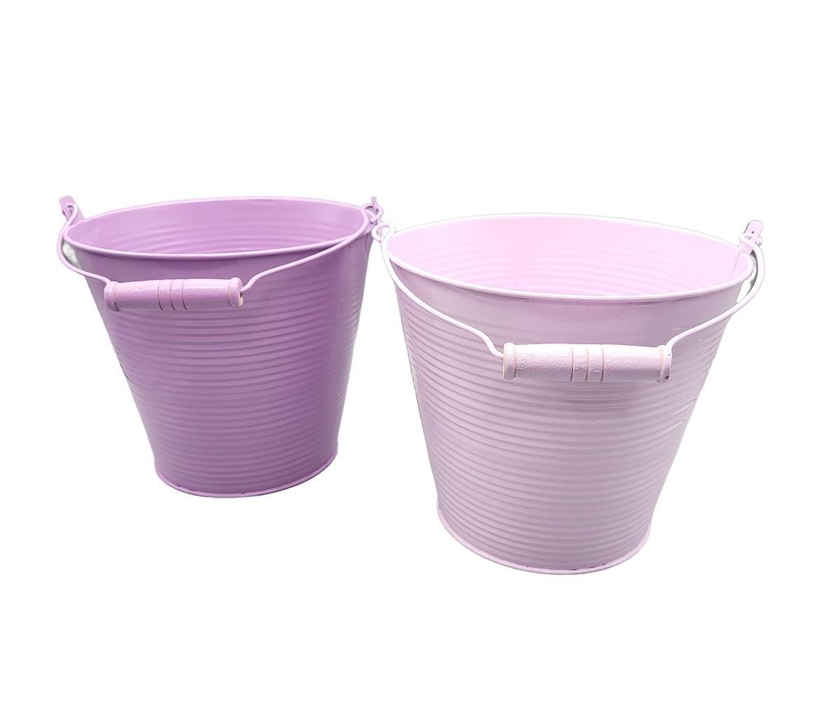 Blumentöpfe Violett Set, Linoows Ziereimer Rosa zwei Pflanzkübel und Eimer Pflanzen Pflanzentöpfe, in zwei