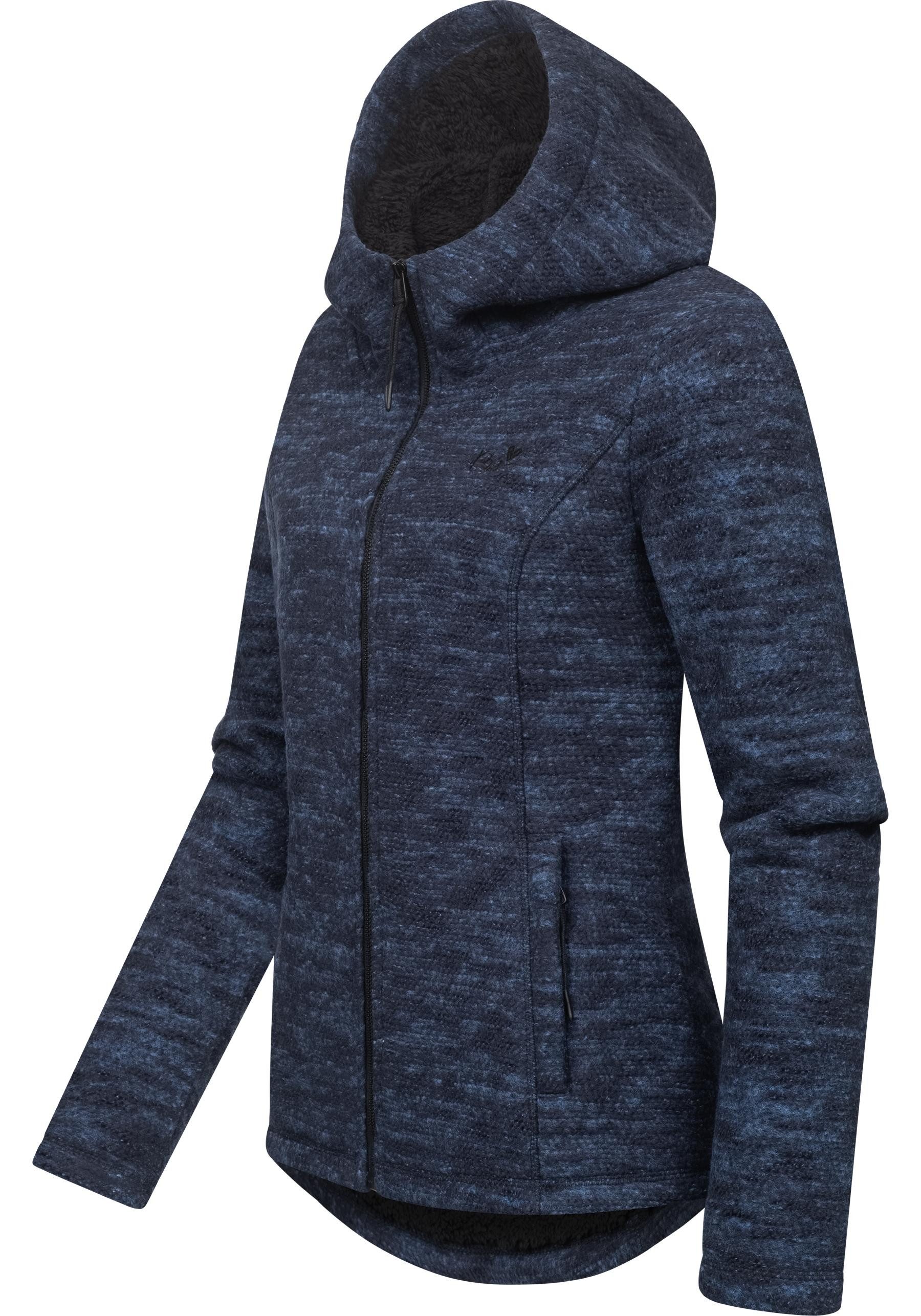 Ragwear Kapuzenstrickjacke Lyshka Melange Kuschelige Kapuzenjacke in Strick-Optik