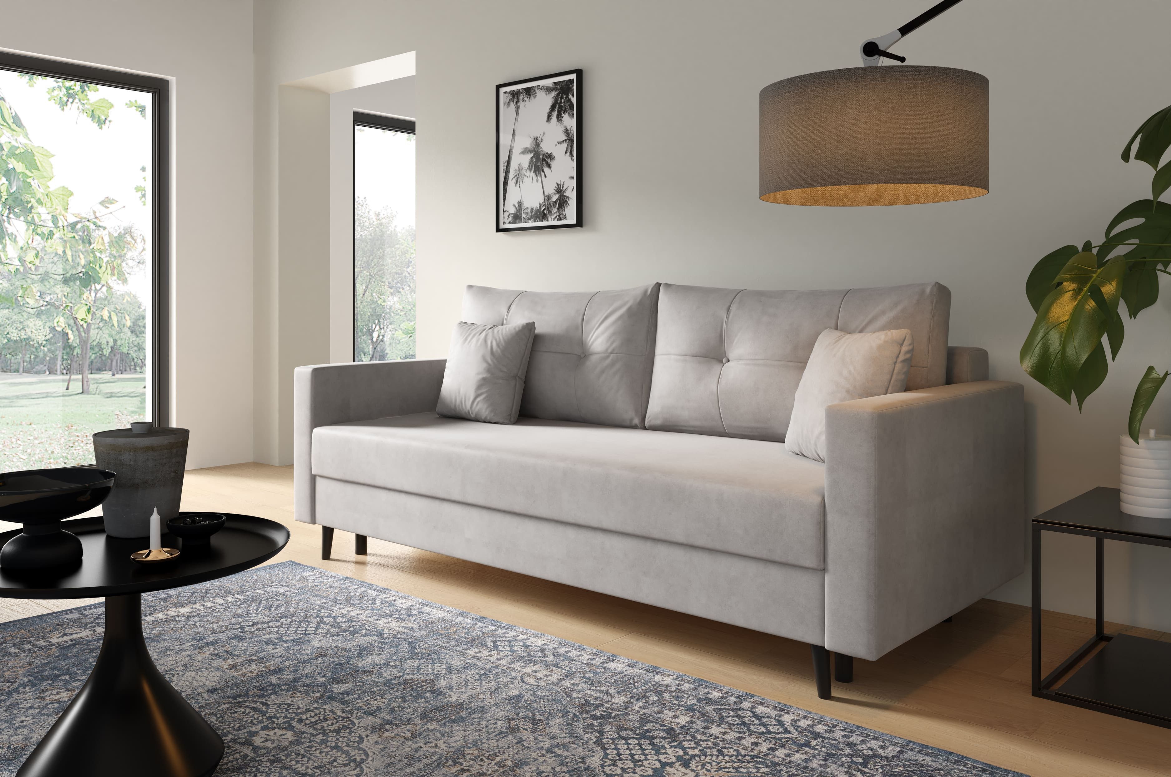 MOEBLO Sofa TREVOR, Modernes Design und komfortable Schlaffunktion für Ihr Zuhause, Couch Polstermöbel Sitzmöbel Wohnzimmermöbel 2-Sitzer-Sofa Stoffsofa, Modernes Design und Vielseitiger Komfort, -(BxHxT):208x96x98 cm