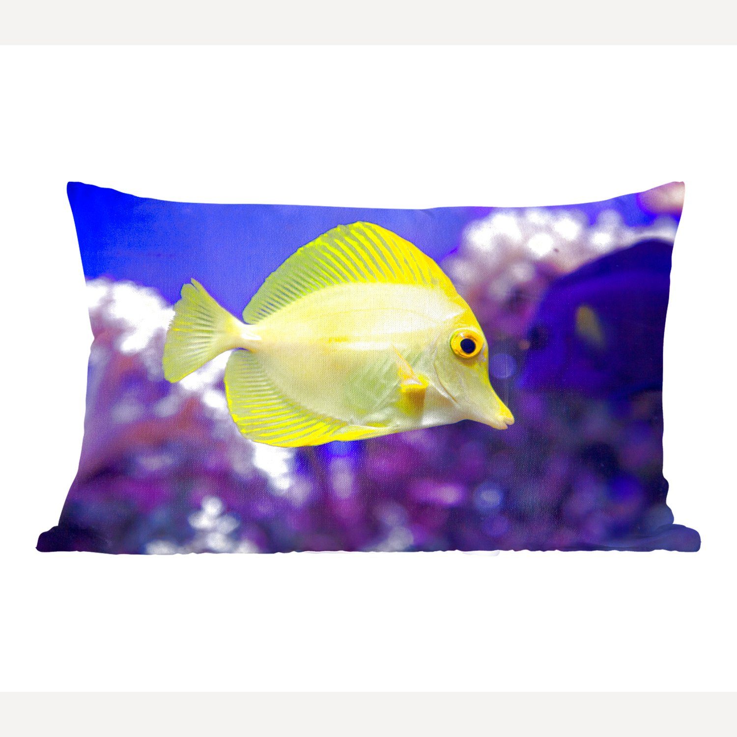 MuchoWow Dekokissen Fisch - Gelb, - Koralle Zierkissen, Wohzimmer Dekoration, mit Füllung, Schlafzimmer Dekokissen