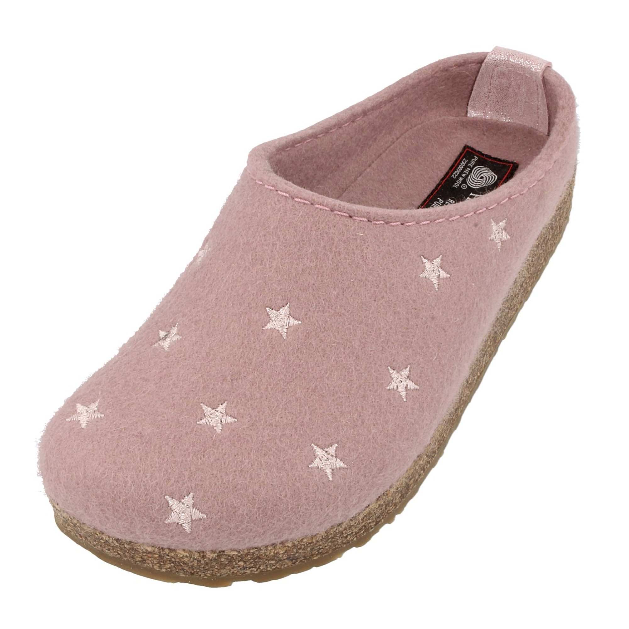Grizzly Stelline Filzclog aus reinem Wollfilz Unisex Sternmotiv Hausschuh