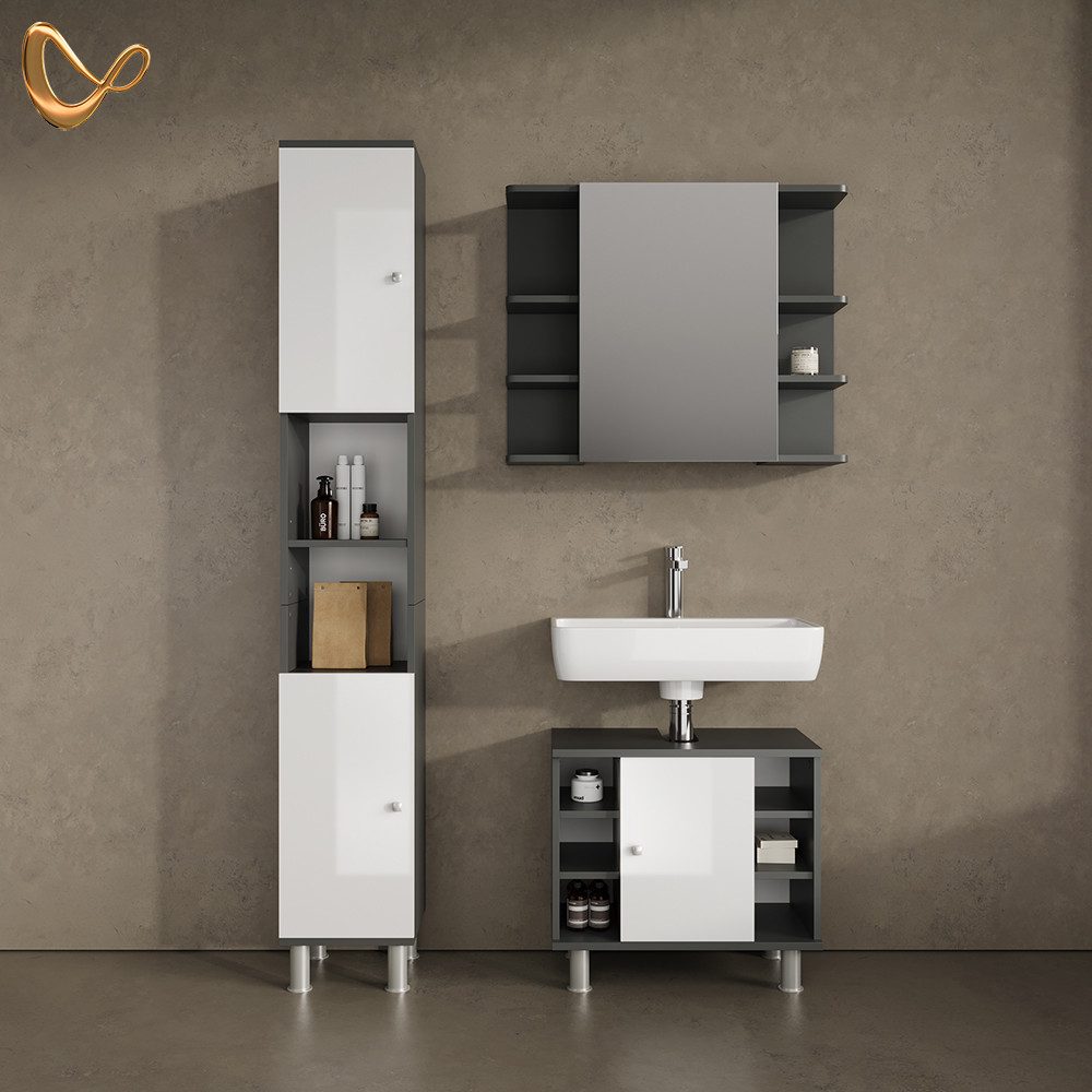 Livinity® Waschbeckenunterschrank Fucino, Anthrazit/Anthrazit, 60 x günstig online kaufen