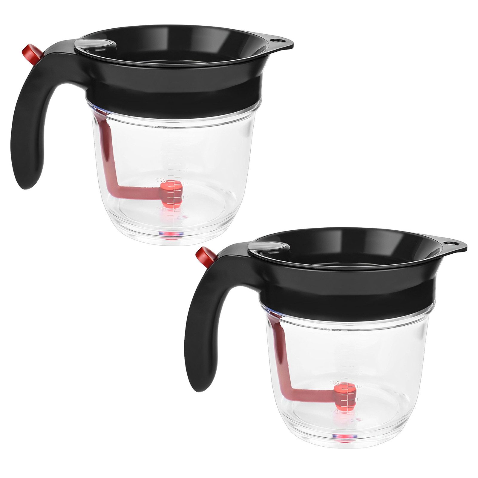 BlingBin Fetttrennkanne für Soßen, Fettabscheider 1000ml, Doppelfiltrations Fetttrenner, PP + ABS, (2er SET, 2-St., 1000 ml), für das Abschöpfen von Fett aus Soßen und Suppen
