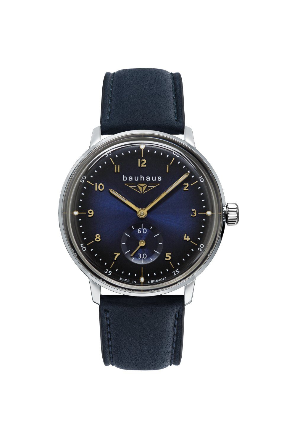 bauhaus Quarzuhr 2037-3, Armbanduhr, Damenuhr, Datum, Leuchtzeiger, Lederband, Made in Germany