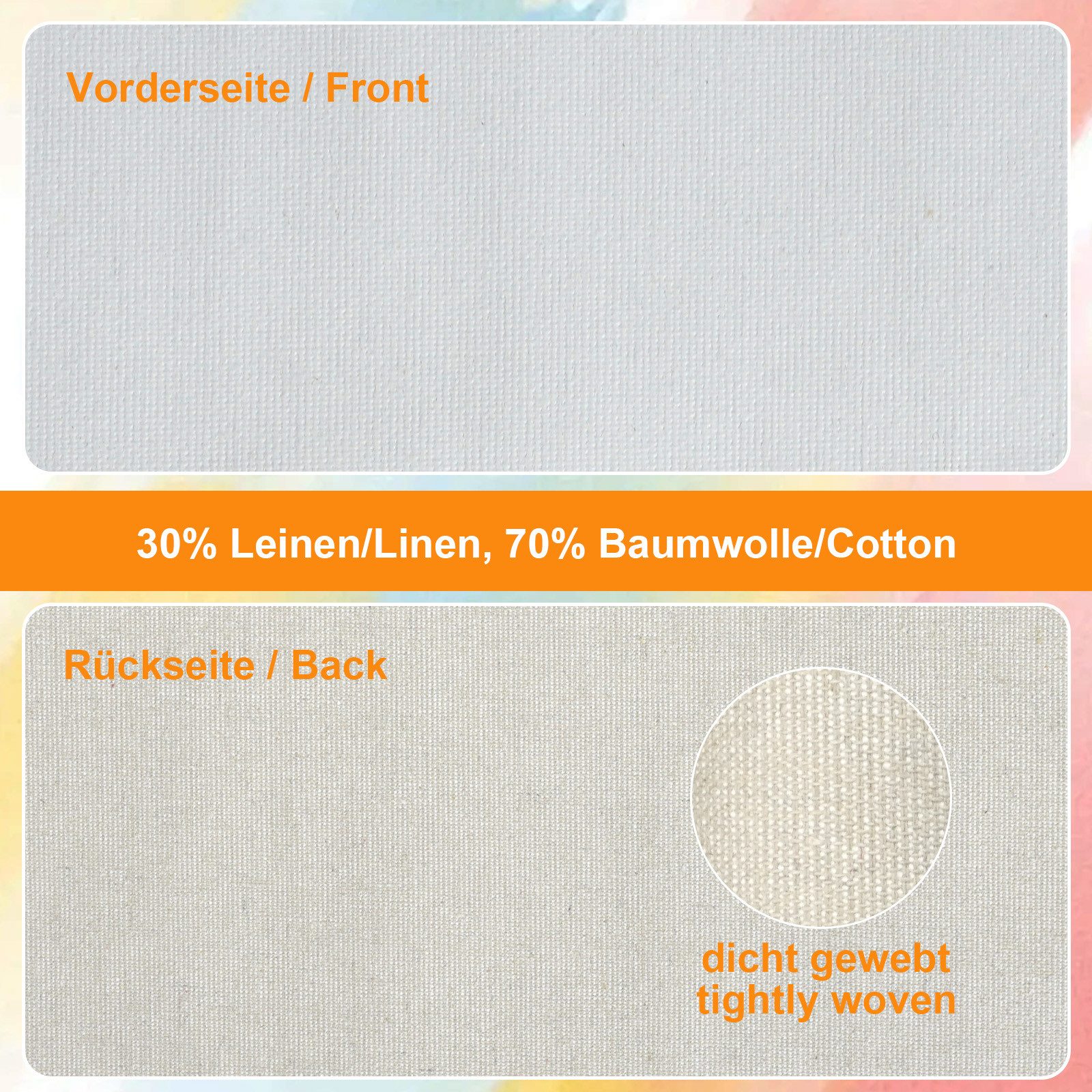 ESENG Maltuch Leinwand aus Leinen-Baumwollgewebe 380 g/m², für Keilrahmenbespannung – Bild 5 von 5