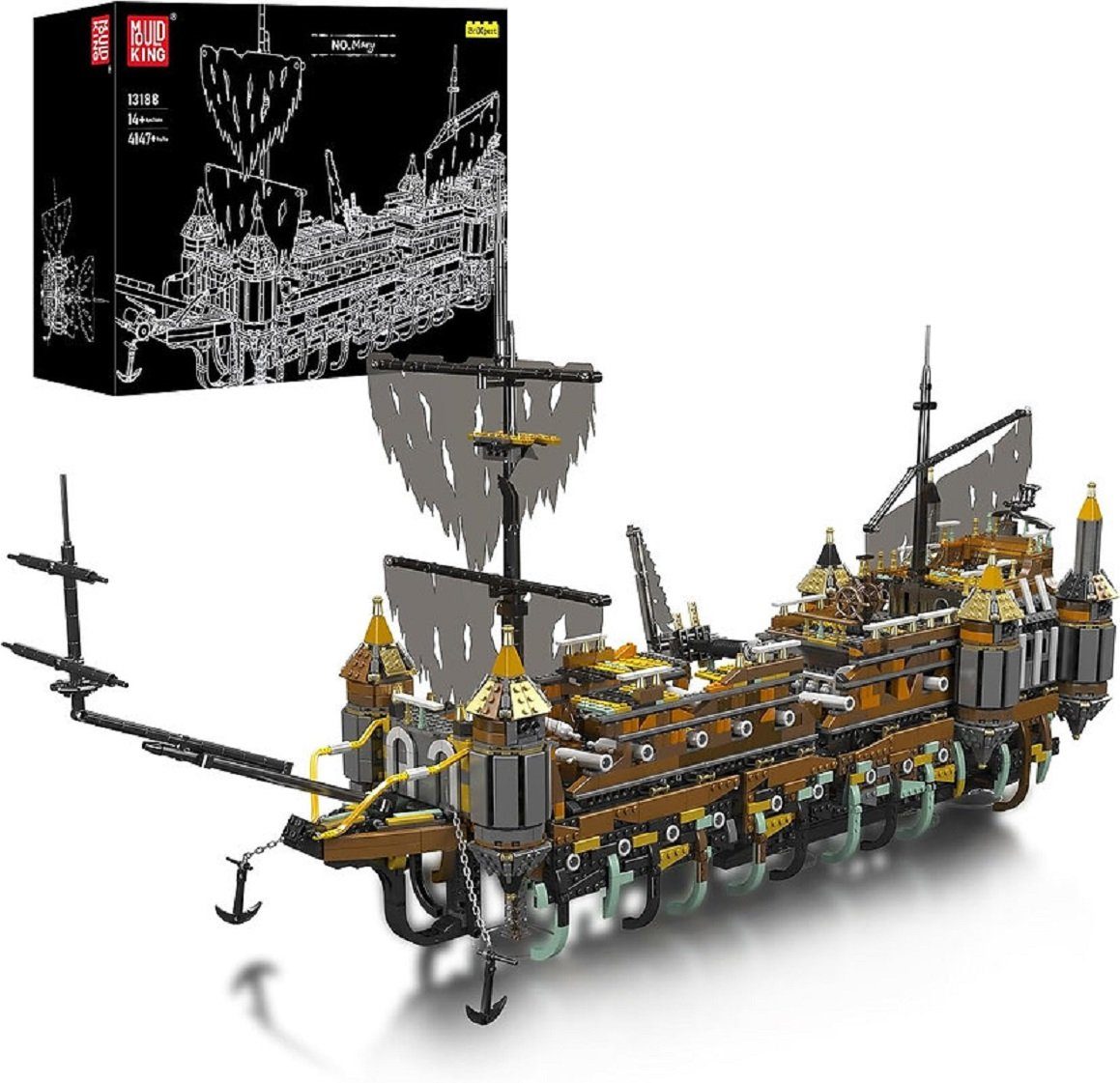 Mould King Konstruktionsspielsteine Mould King 13188 Silent Mary 4.147 Teile Piratenschiff, (4147 St)