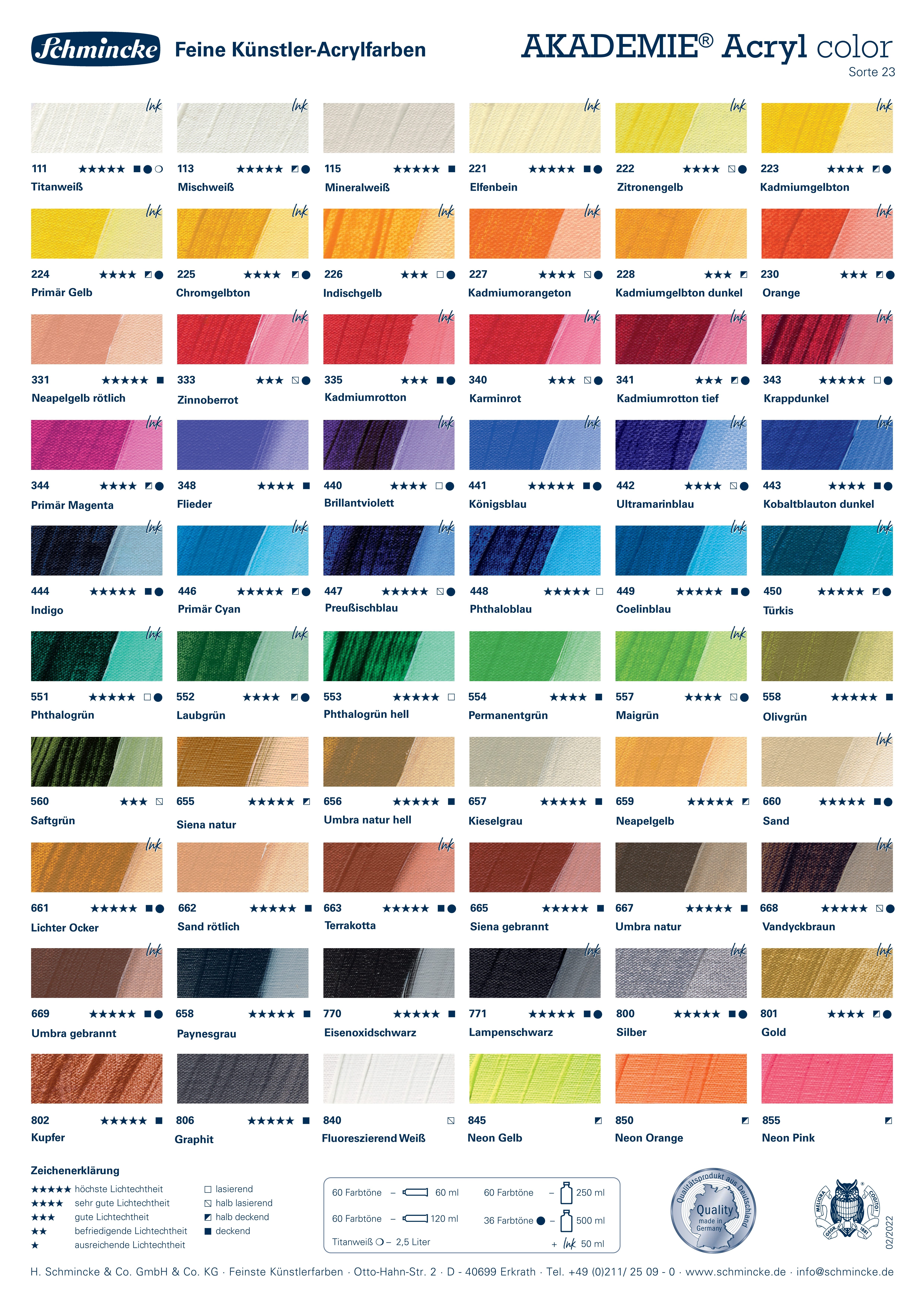 Schmincke Acrylfarbe AKADEMIE® Acryl color 250 ml (alle Farben zur Auswahl)