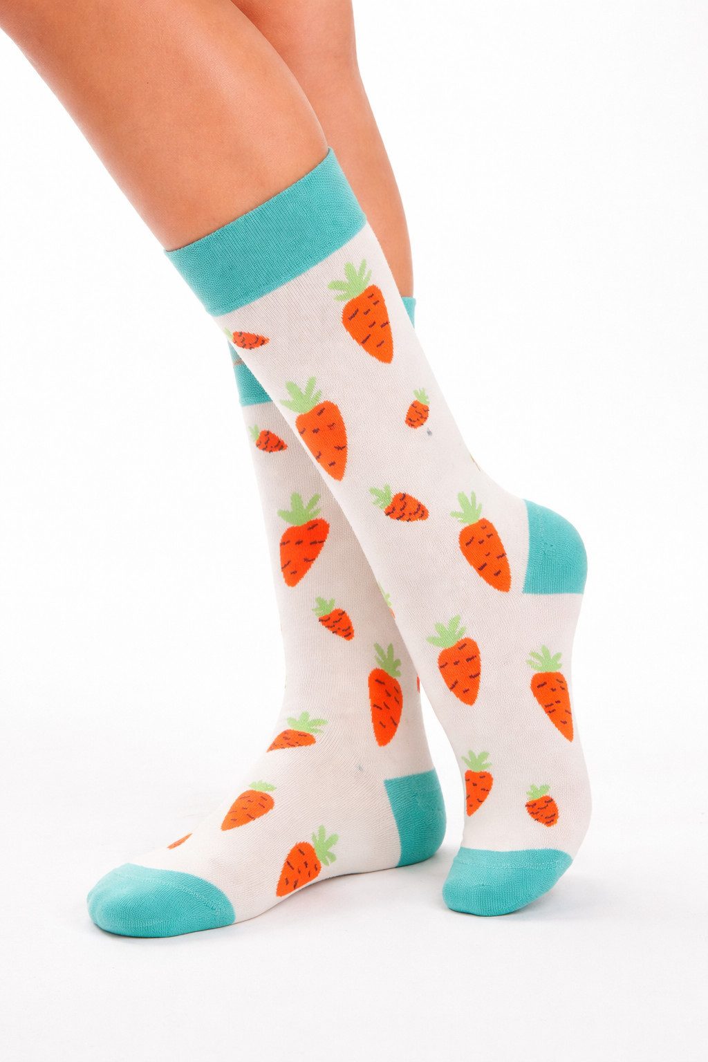 Martinex Freizeitsocken Socken 1 Paar Strümpfe für Damen Herren Kinder unisex für Ostern in Creme mit Karotten, Möhren Muster, 35 36 37 38 39 40 41 42 43 44 45