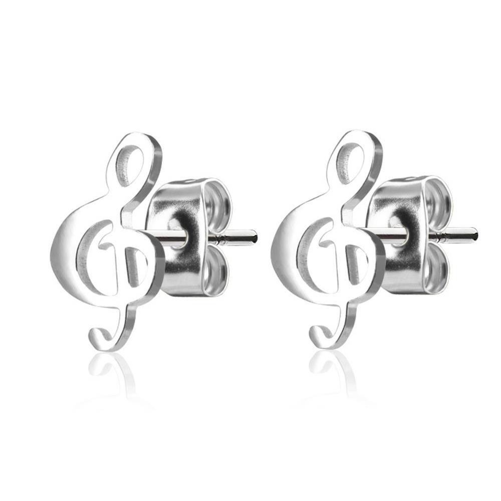 Ohrring-Set silberne Ohrstecker Notenschlüssel aus Edelstahl Damen