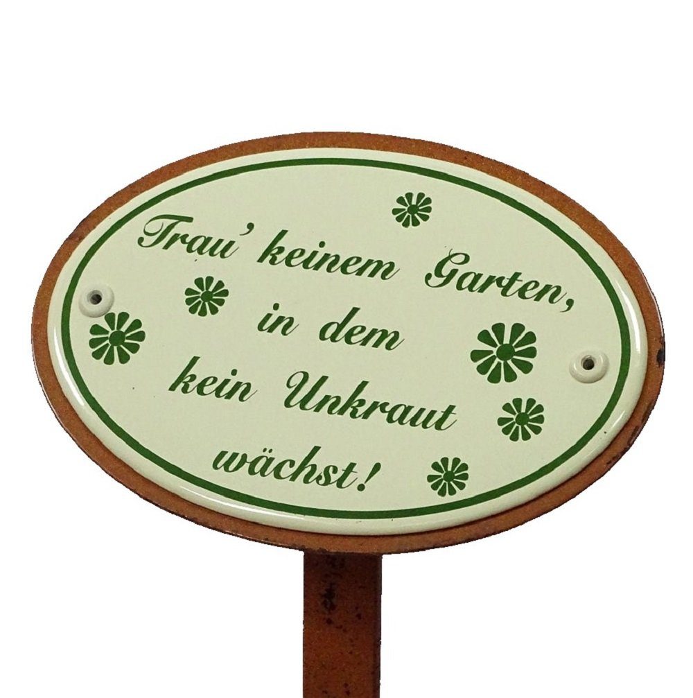Linoows Gartenstecker Kräuterschild, Beetstecker, Gartenstecker Emaille (Packung) Gartenstecker mit lustigem Spruch und Erdspieß 50 cm