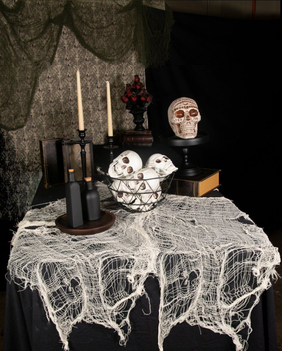 Horror-Shop Dekoobjekt Halloween Dekonetz Freaky Fabric beige