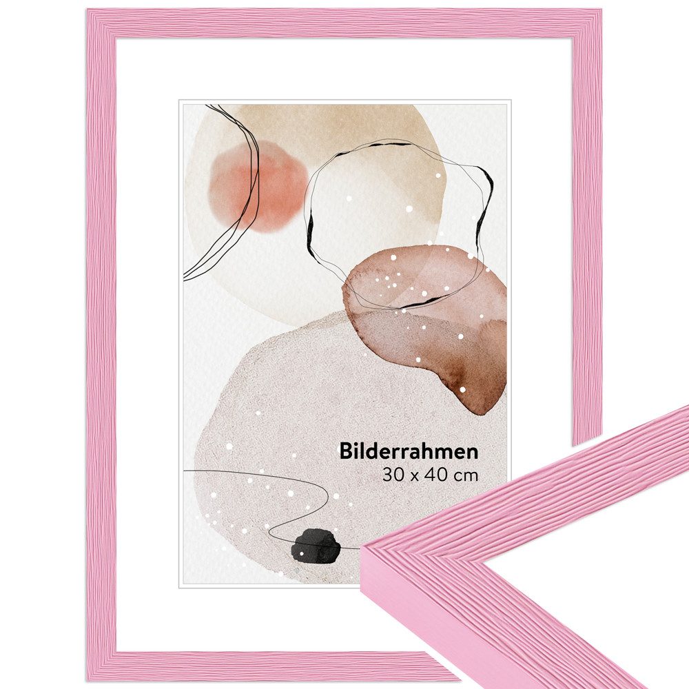 WANDStyle Bilderrahmen H300, Rosa Bilderrahmen 10x15 Holz, Moderner Fotorahmen Rosa 10x15 cm