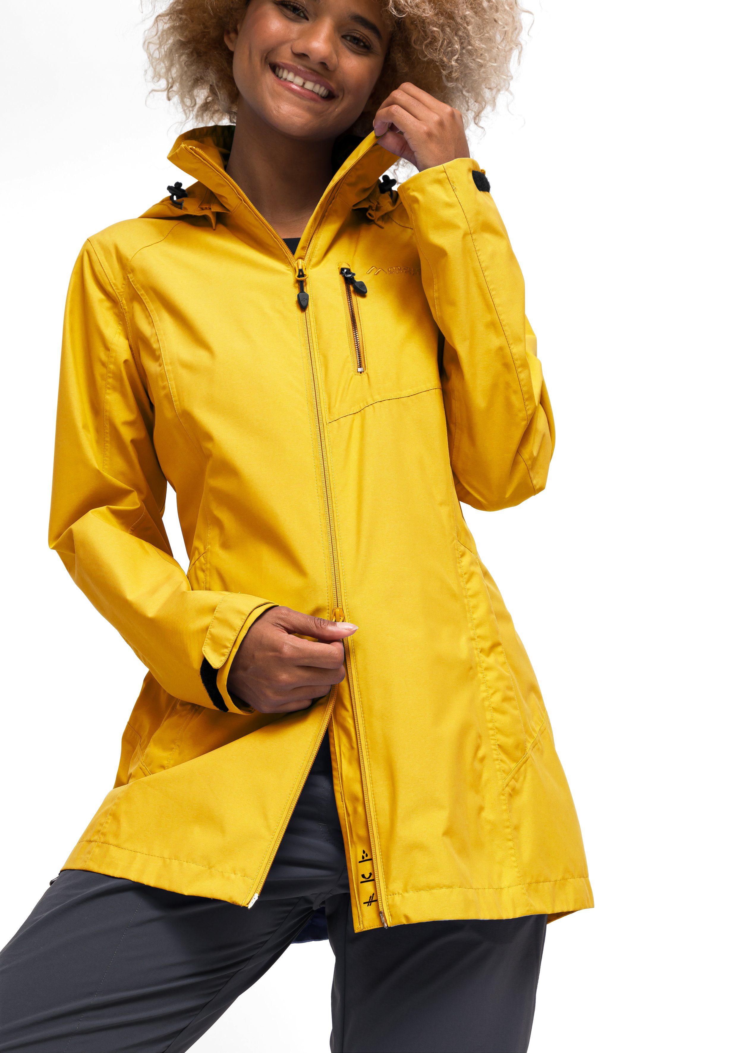 gelb mit Maier Mantel Sports Wetterschutz Perdura Coat W Modischer vollem Funktionsjacke