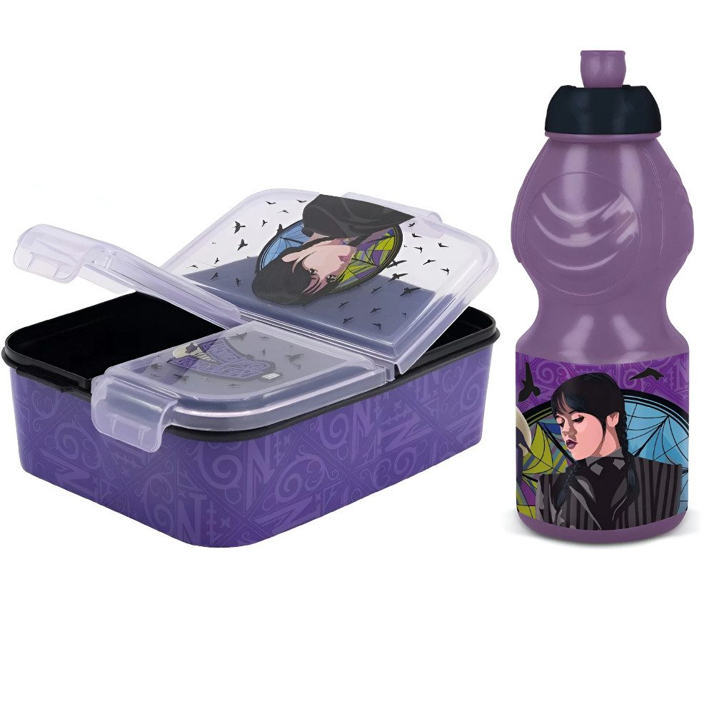 Wednesday Lunchbox Wednesday 2 tlg. Lunchset Brotdose 3 Kammer Trinkflasche 400 ml, (2-tlg)