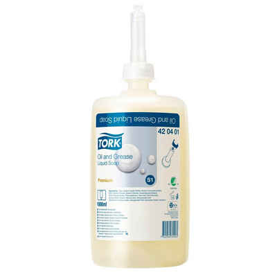 TORK Flüssigseife 1 Liter Flüssigseife Oil & Grease Liquid Soap Premium, Für Schmutzige, ölig-fettige Hände; Dermatologisch getestet