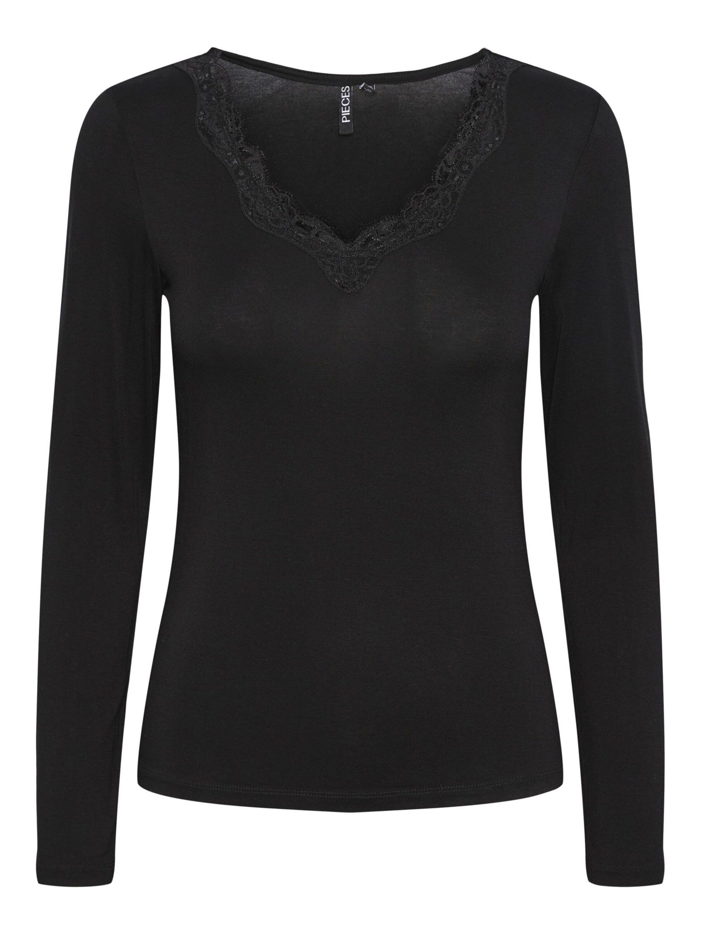 pieces Langarmshirt PCBarbera (1-tlg) Spitze günstig online kaufen