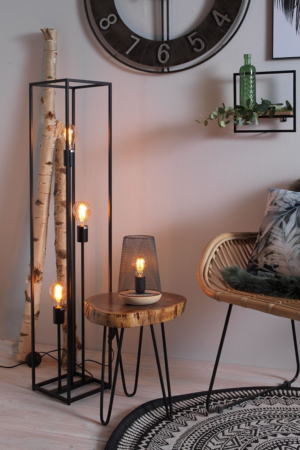 casa NOVA Stehlampe HAMPER, H 120 cm, Ein-/Ausschalter, ohne Leuchtmittel, Metall, schwarz, mit Fußschalter