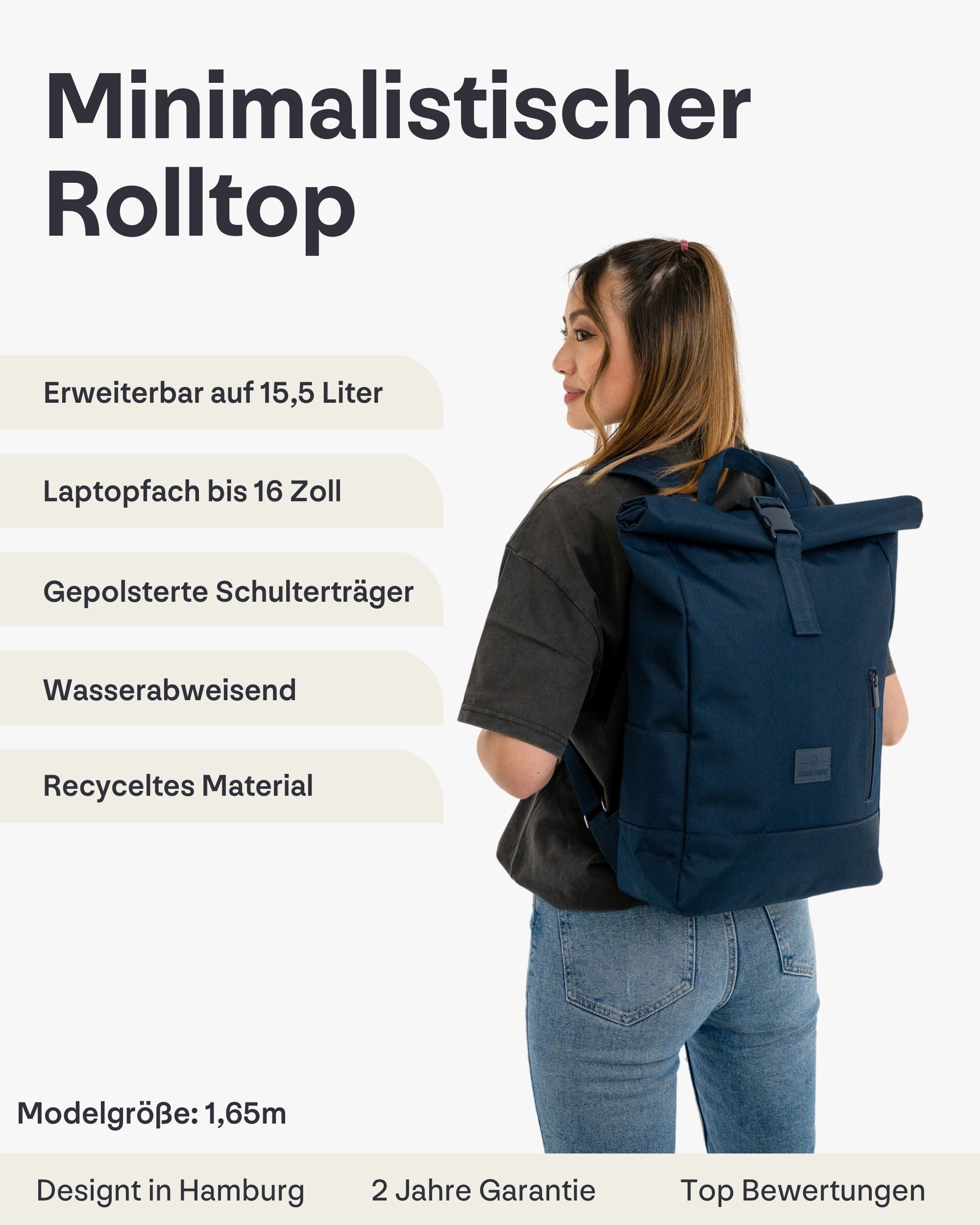 Johnny Urban Cityrucksack Robin Medium, Rolltop günstig online kaufen