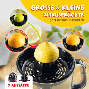 GOURMETmaxx Zitruspresse, 40,00 W, 2 Pressaufsätze für frisch-gepressten Saft aus Orangen,Grapefruits etc